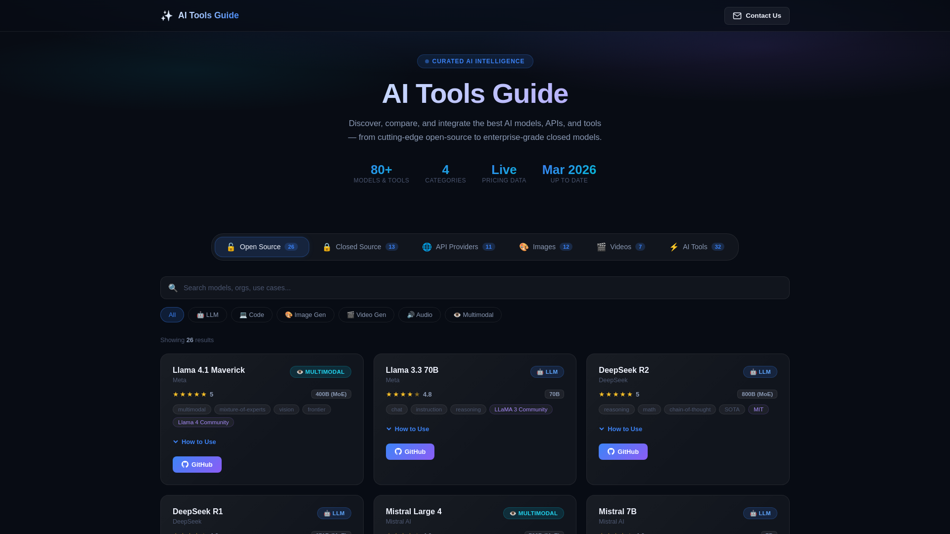 website screenshot of https://aitoolsguide.app/