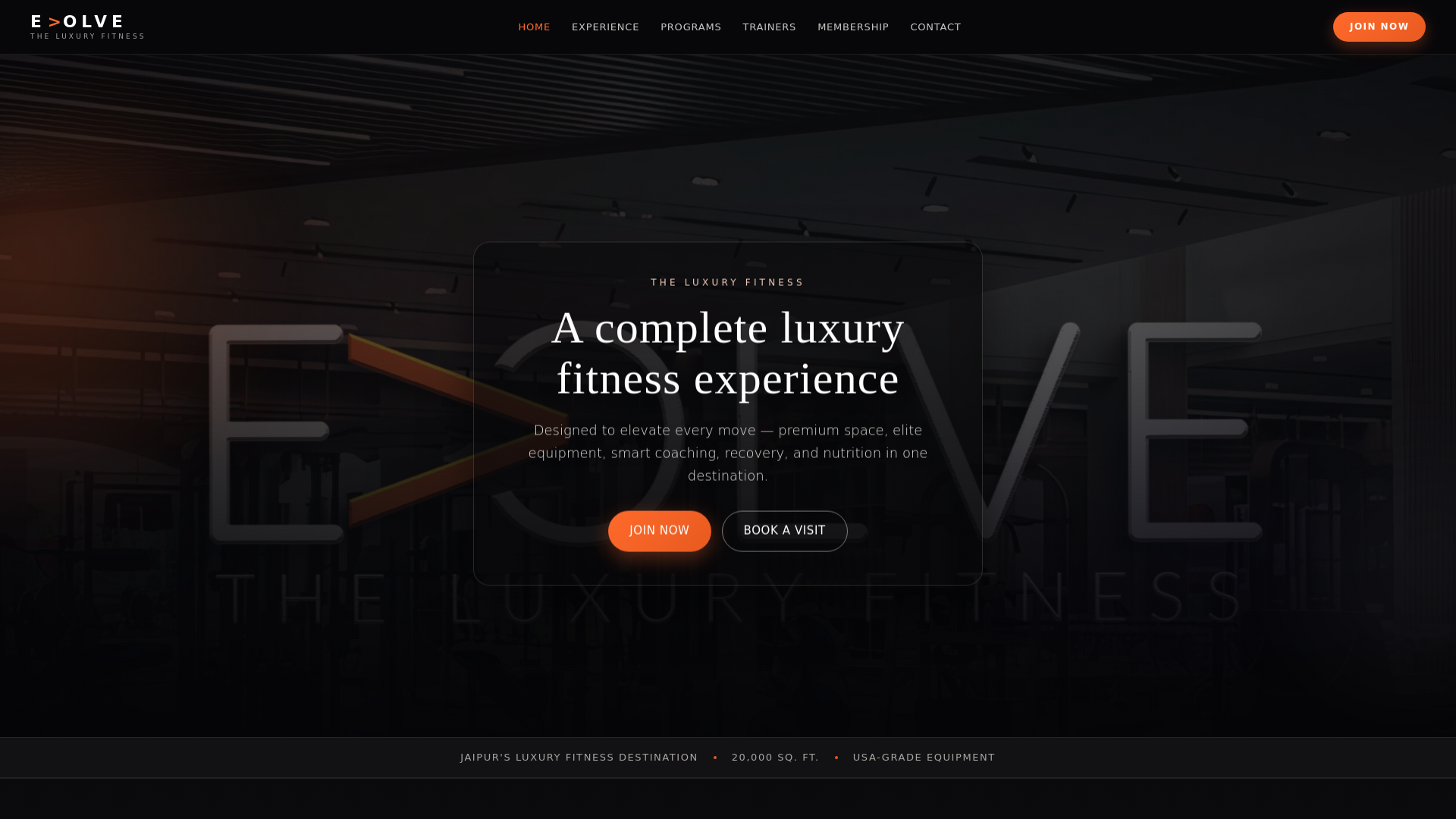 website screenshot of https://evolvestudio.fitness/