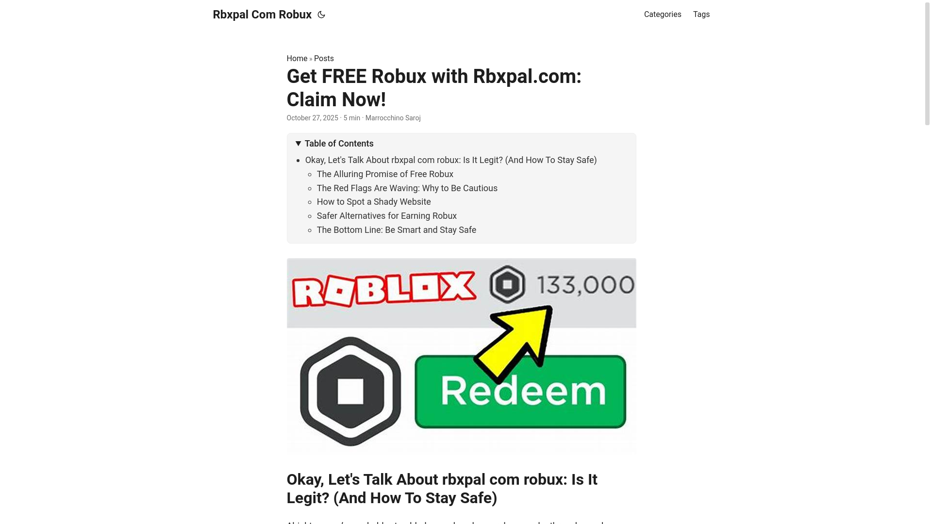 website screenshot of https://rbxpal-com-robux.pages.dev/