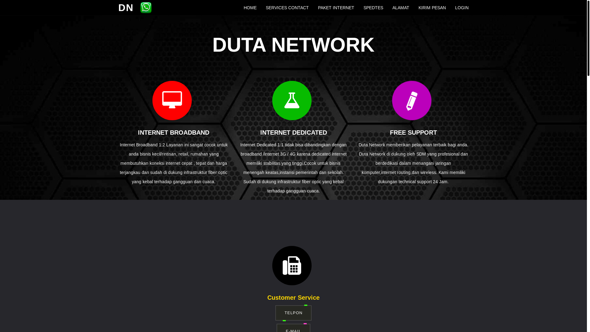 website screenshot of https://dutanetwork.web.id/