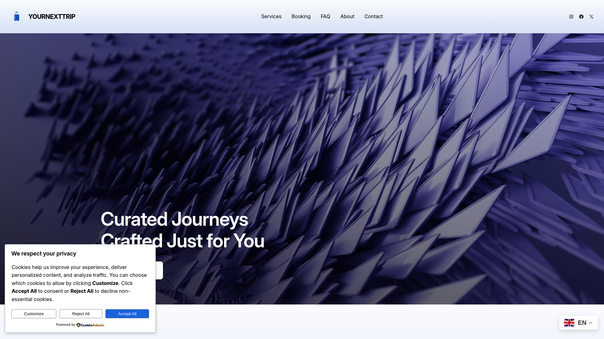 website screenshot of https://yournexttrip.pro