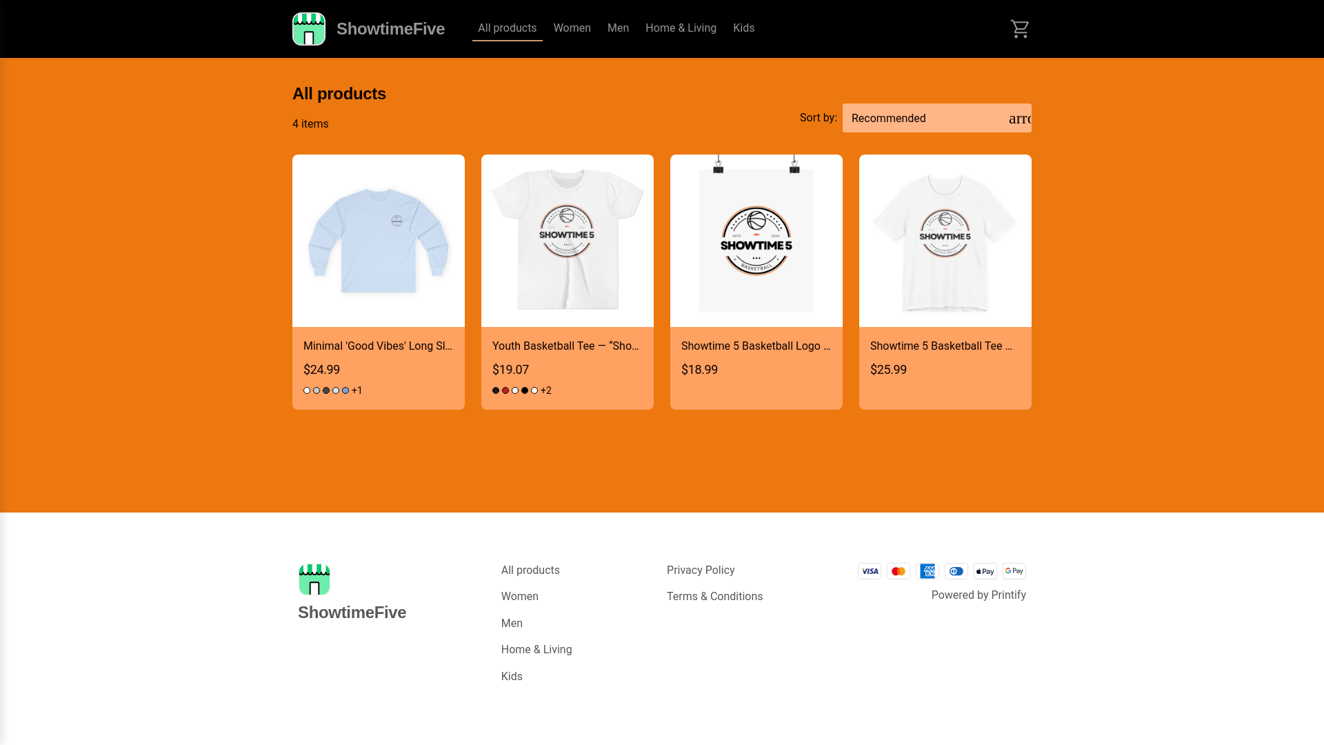 website screenshot of https://showtimefive.com/