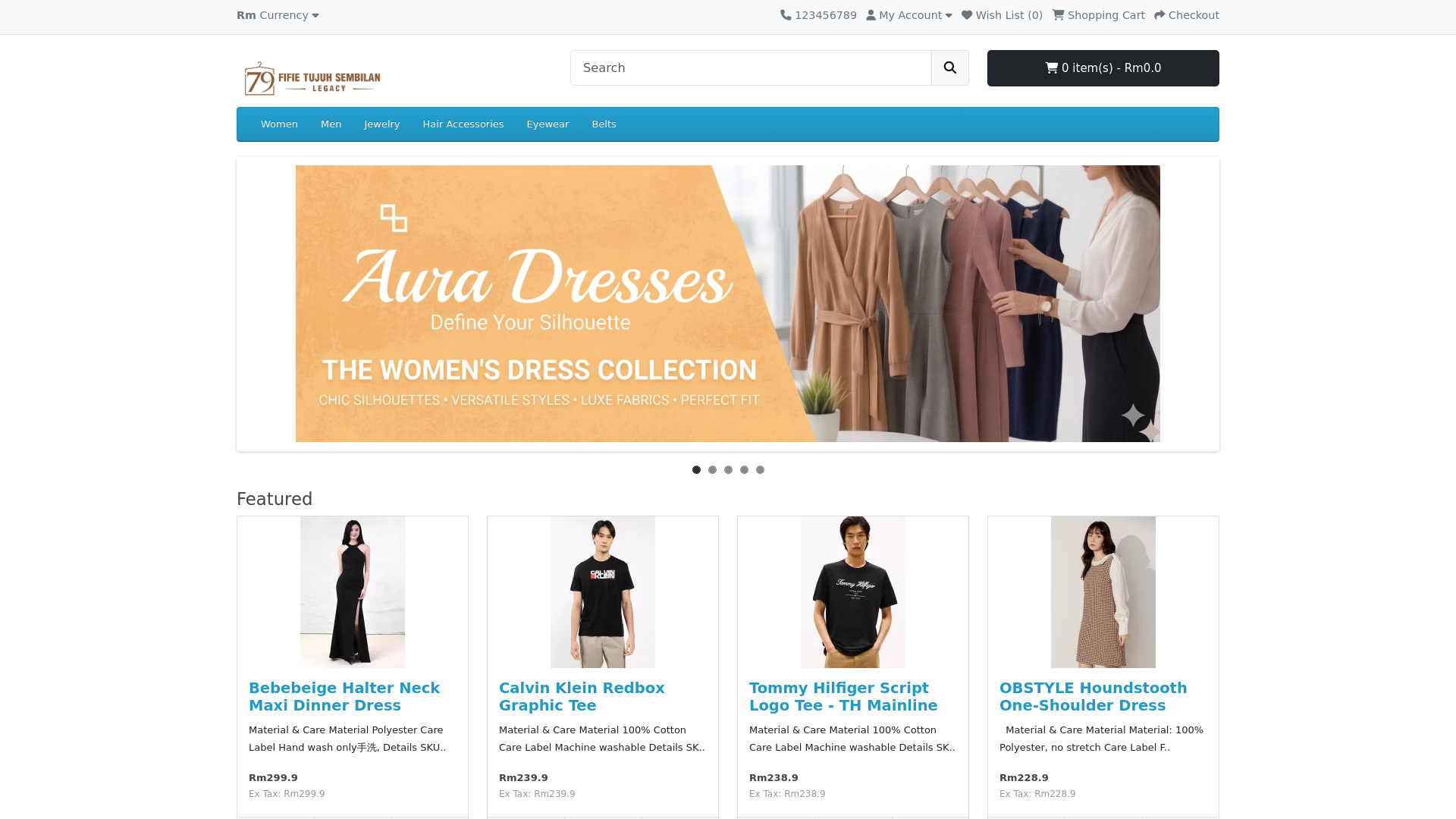 website screenshot of https://fifie79store.com