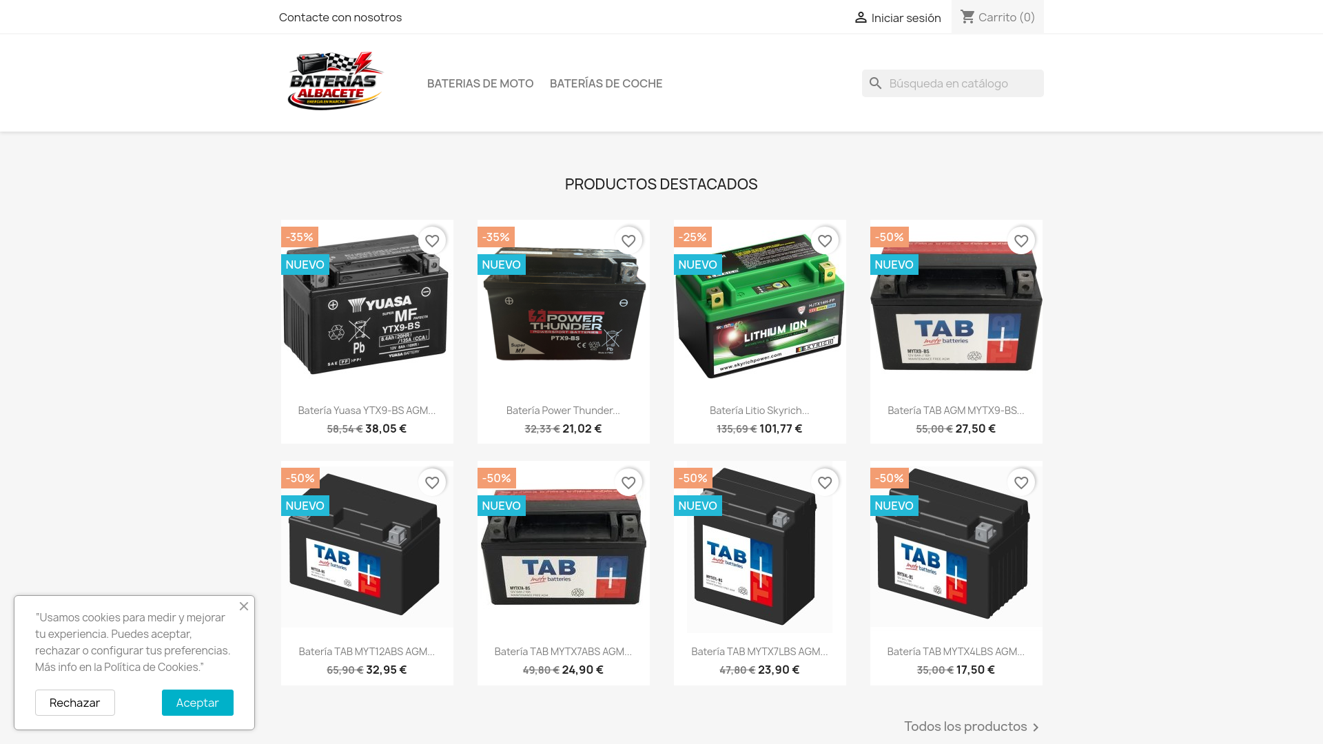 website screenshot of https://bateriasalbacete.com