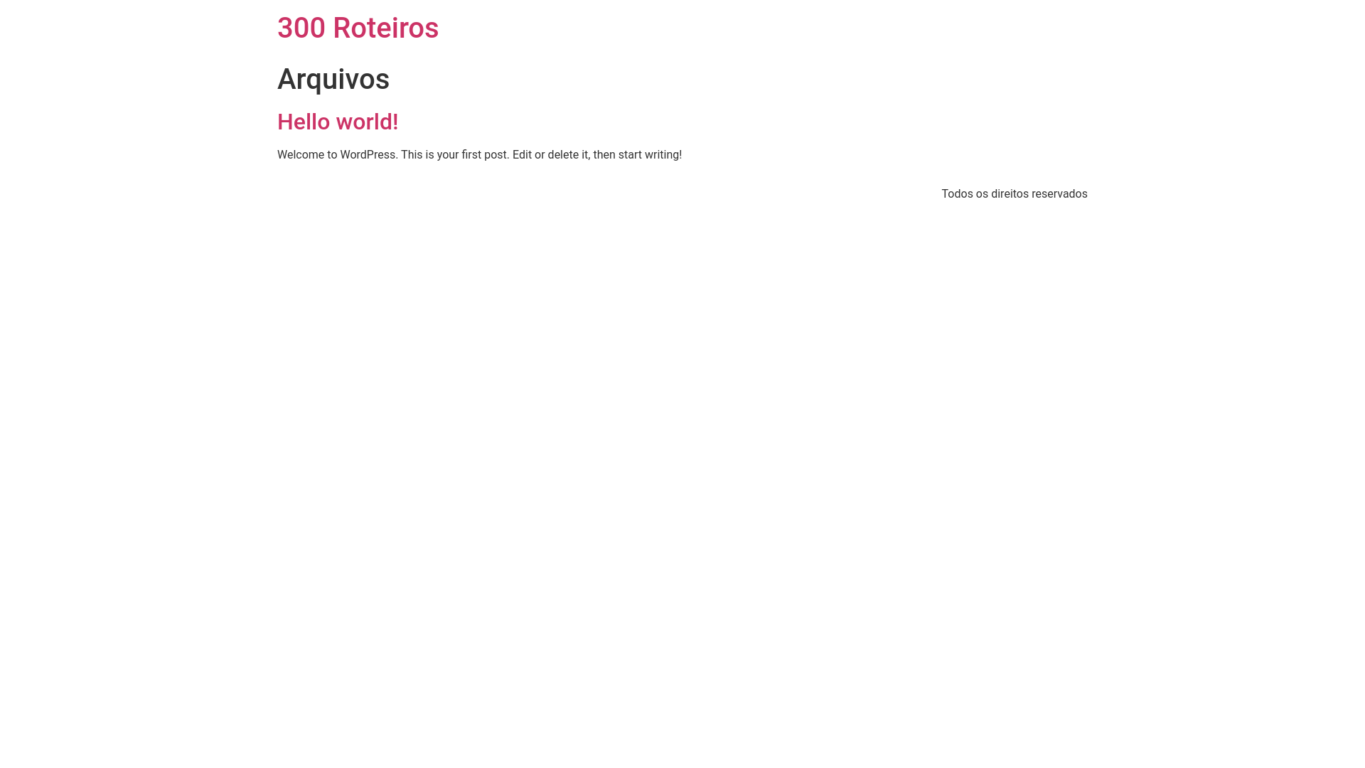 website screenshot of https://300roteiros.com.br/