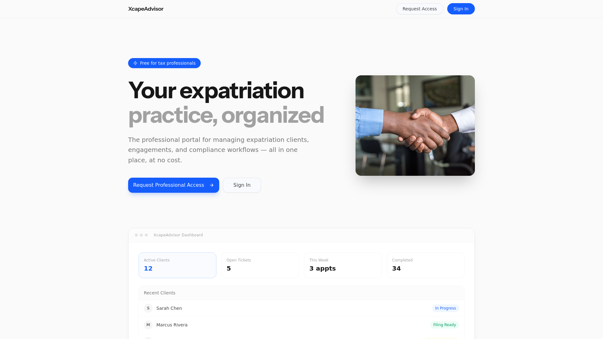 website screenshot of https://xcapeadvisor.com/