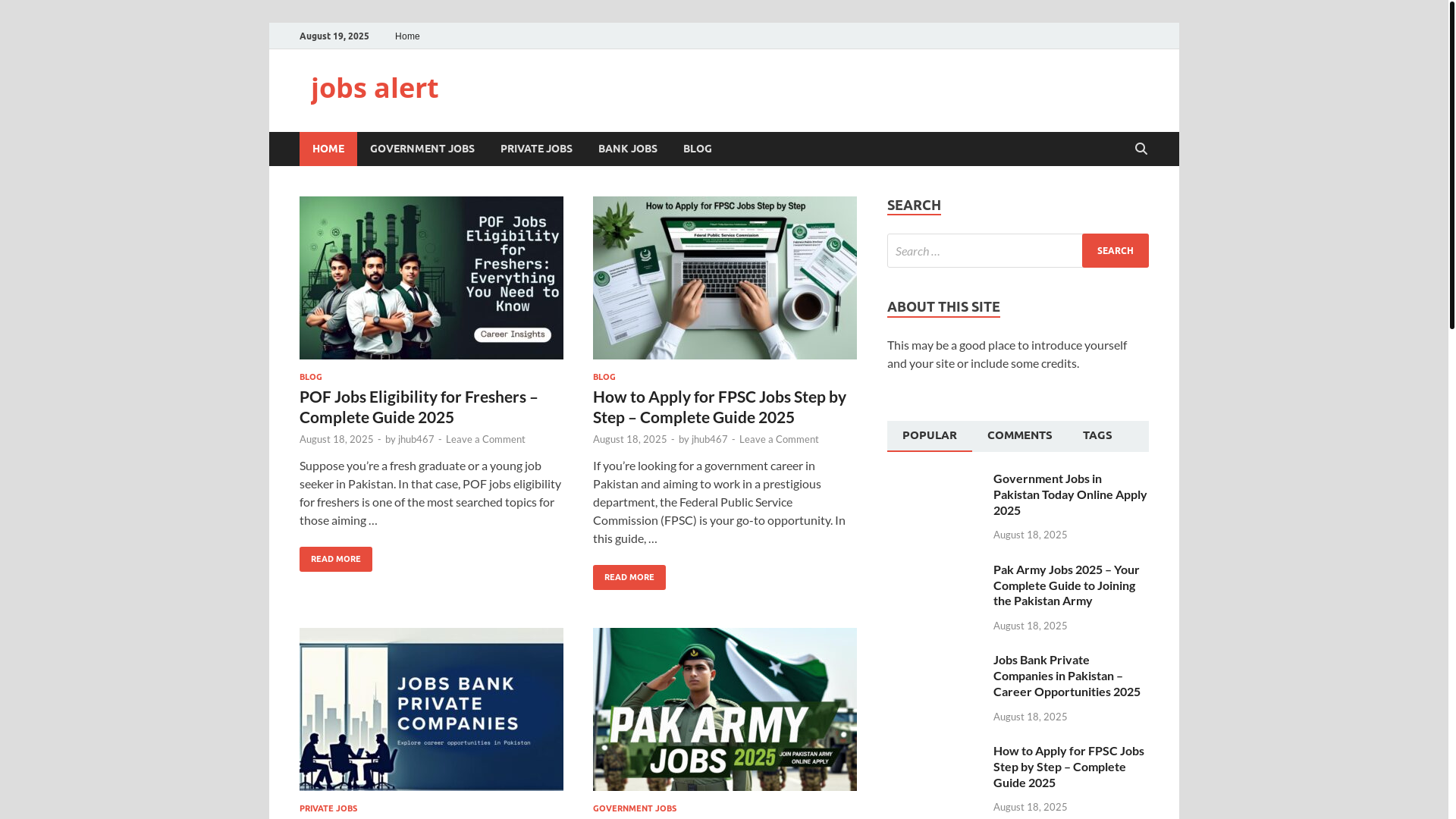 website screenshot of https://jobsarenapk.com/