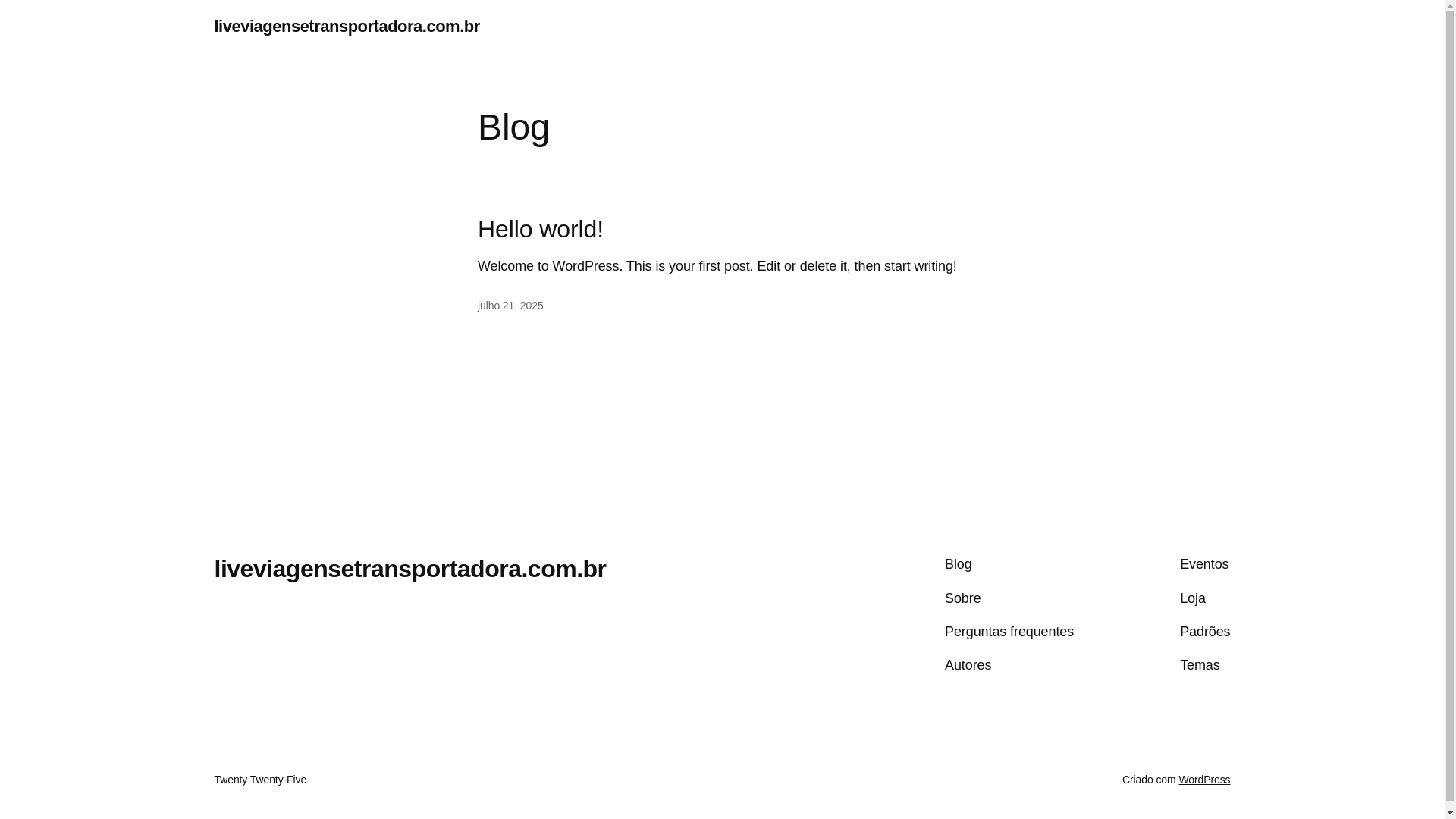 website screenshot of https://liveviagensetransportadora.com.br/