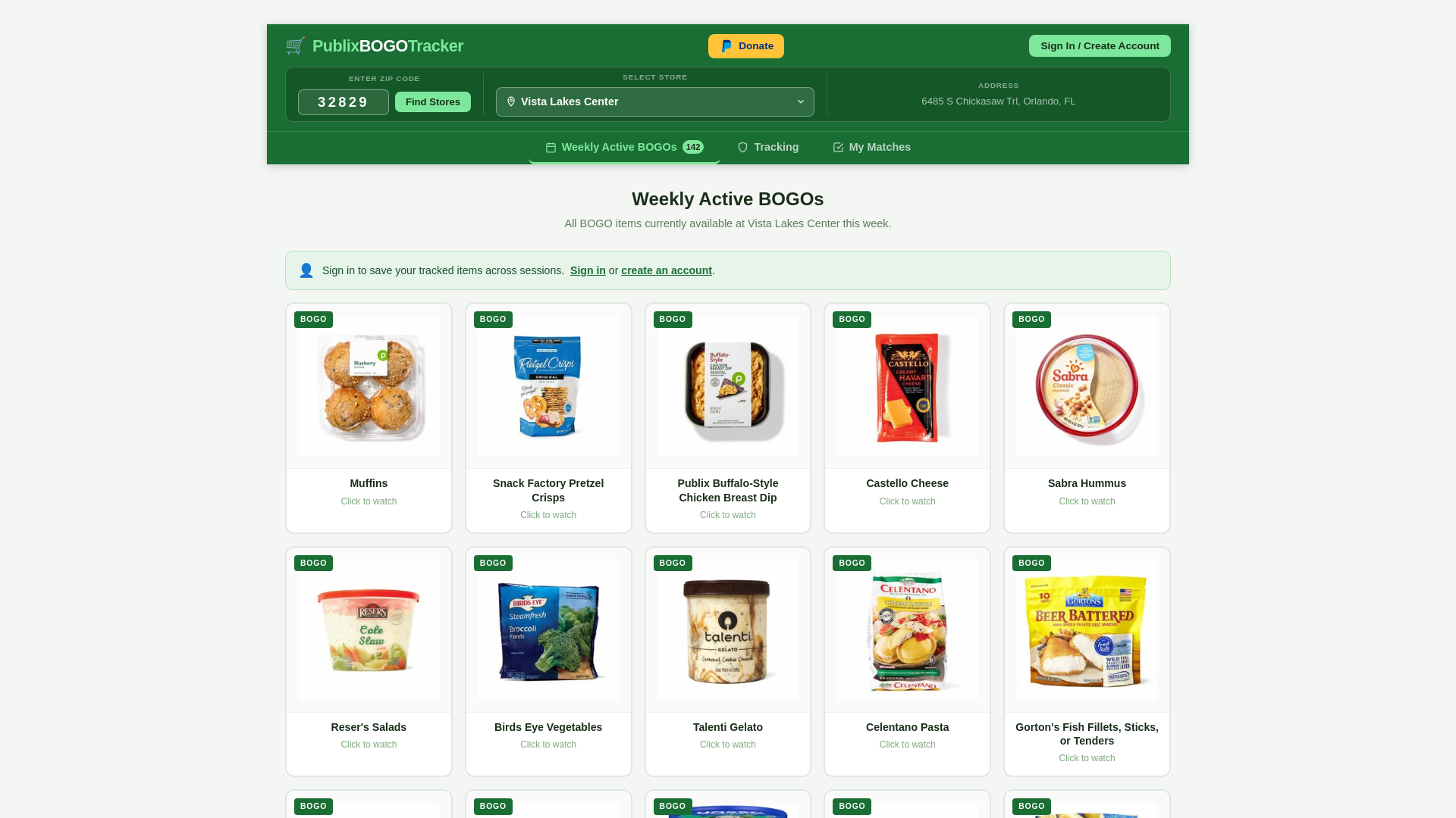 website screenshot of https://publixbogotracker.com