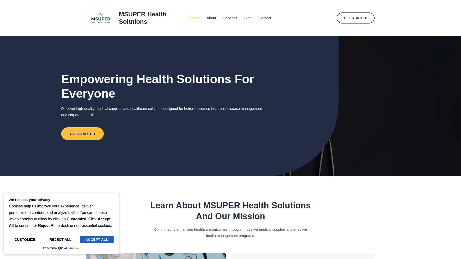 website screenshot of https://msuperhealth.co.za/
