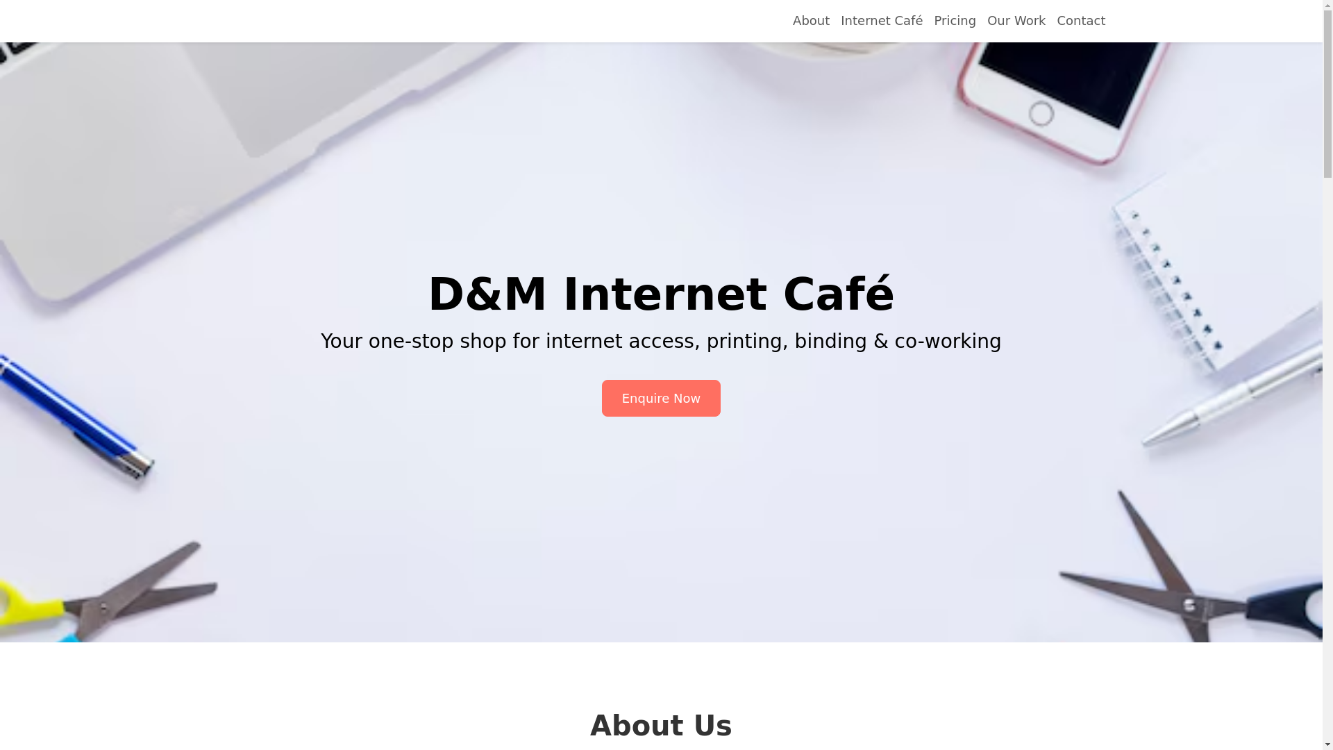 website screenshot of https://dminternetcafe.co.za/