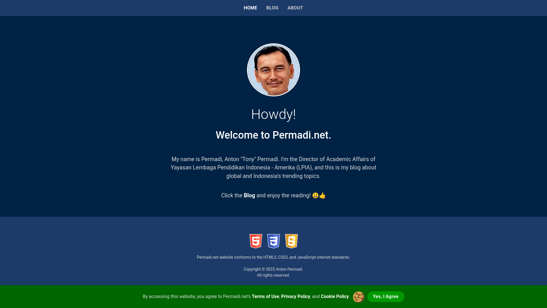 website screenshot of https://permadi.net/