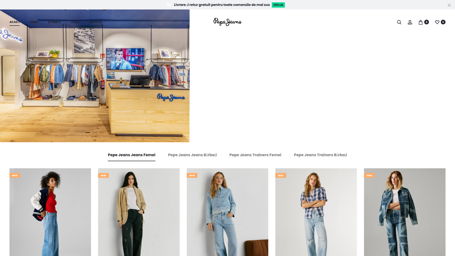 website screenshot of https://pepejeansro.ro/