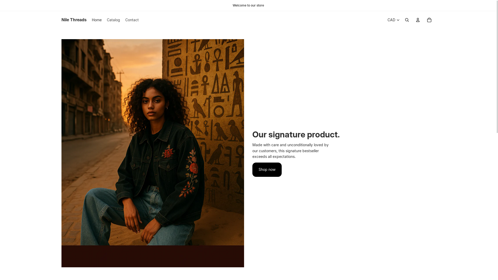 website screenshot of https://nilethreads.ca/