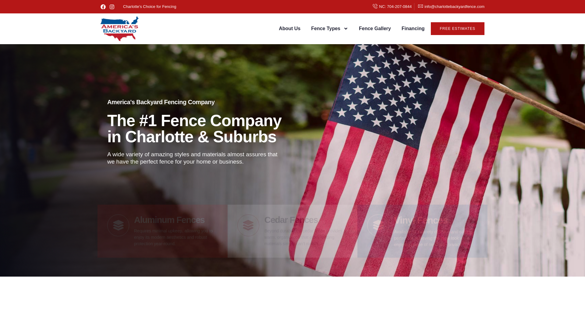 website screenshot of https://americasbackyardfencecharlotte.com/