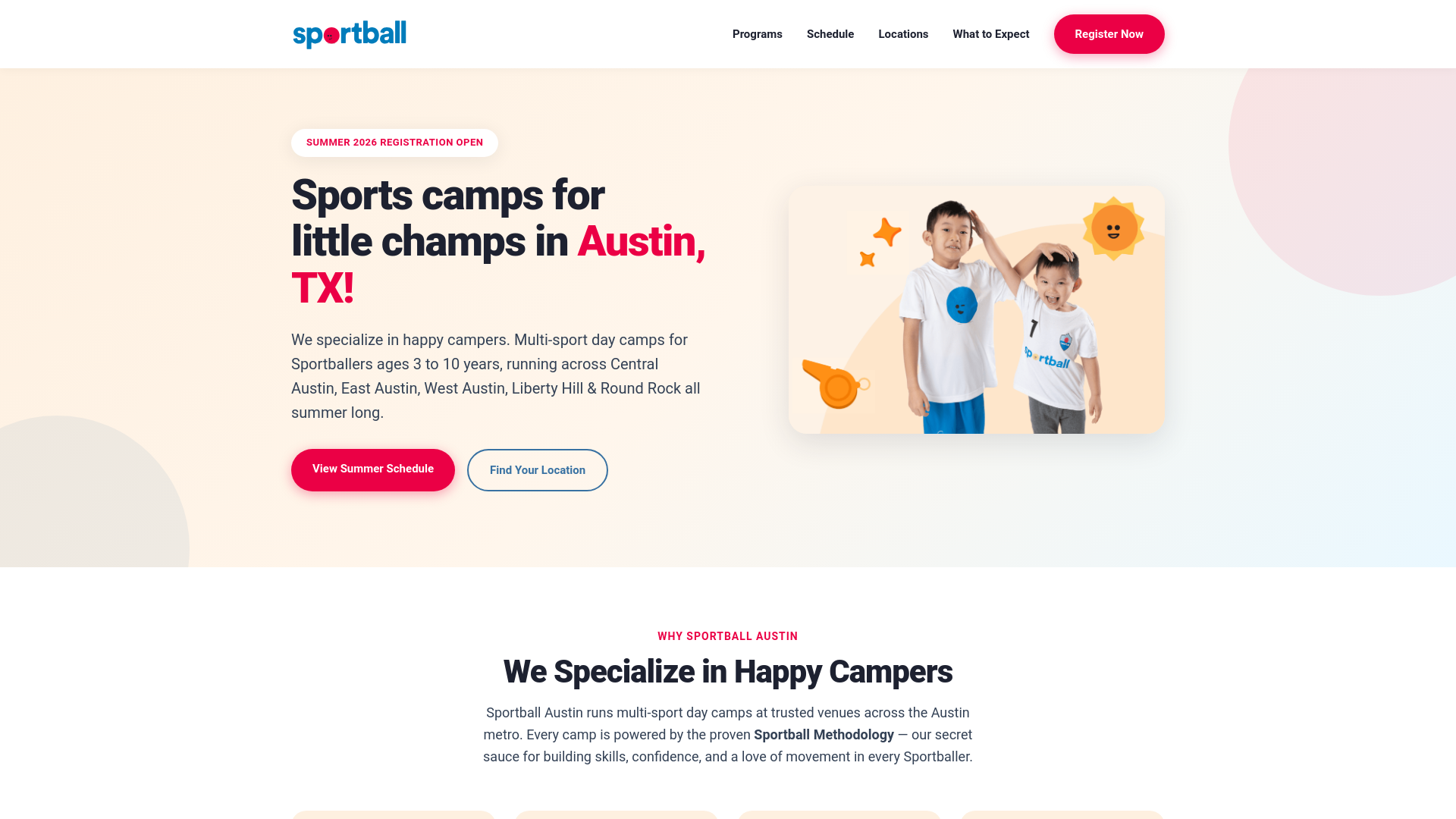 website screenshot of https://sportballaustin.org/