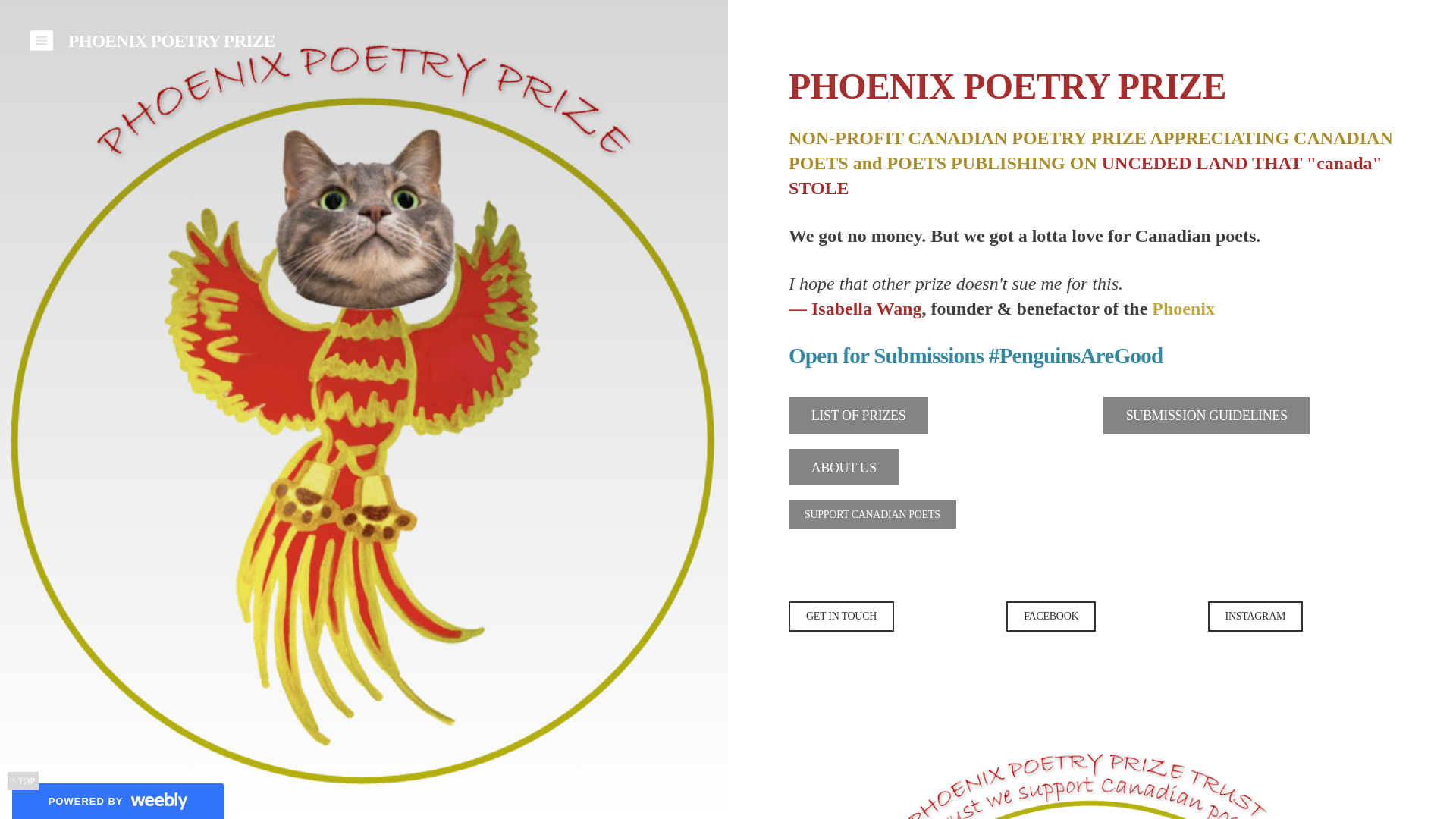 website screenshot of https://phoenixpoetryprize.com