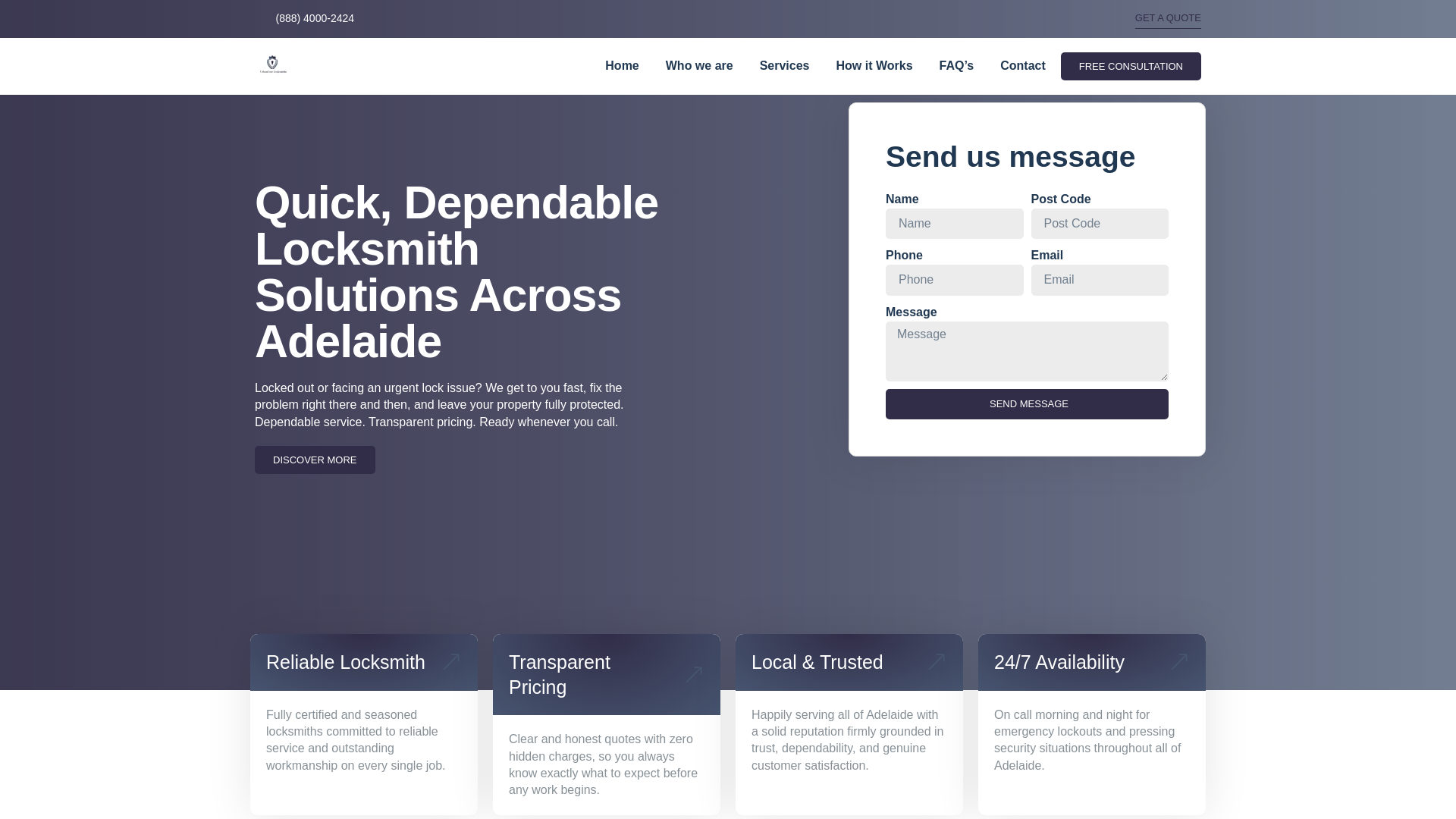 website screenshot of https://urbancorelocksmiths.com.au/
