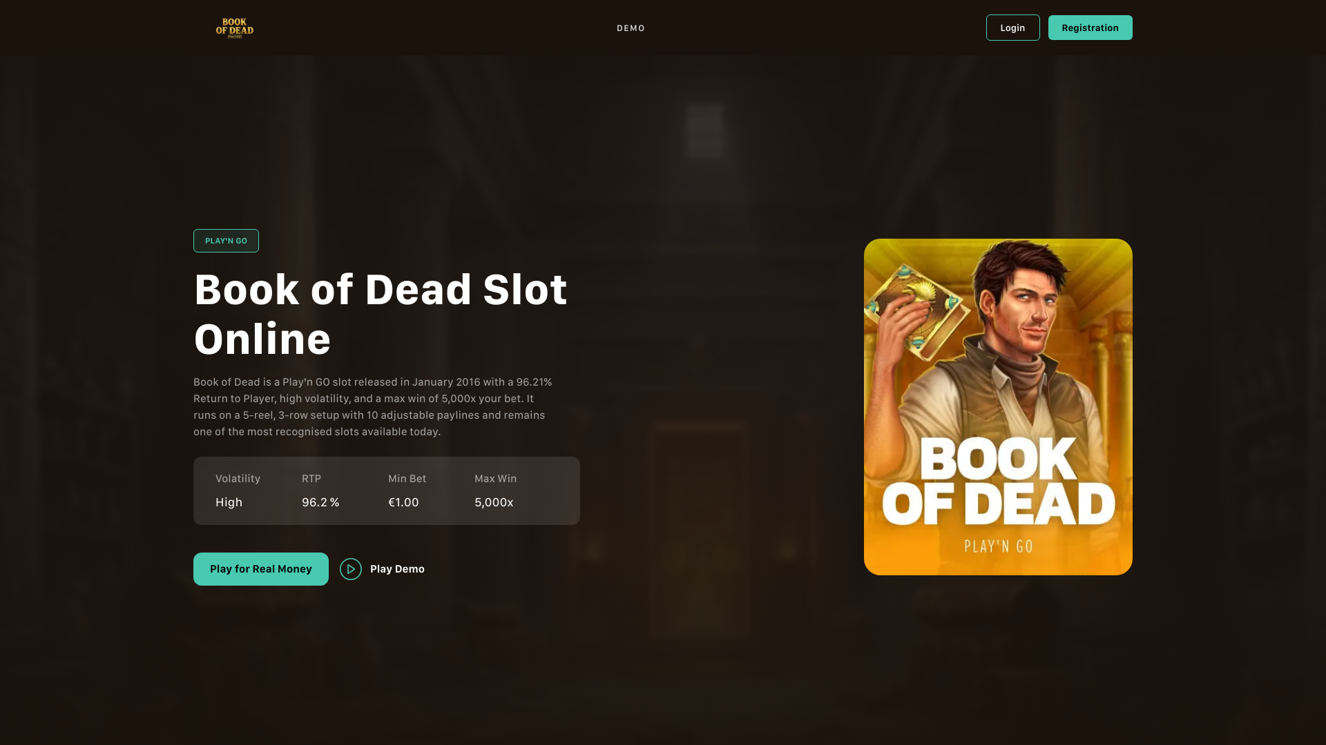 website screenshot of https://bookofdead-slot.ie/