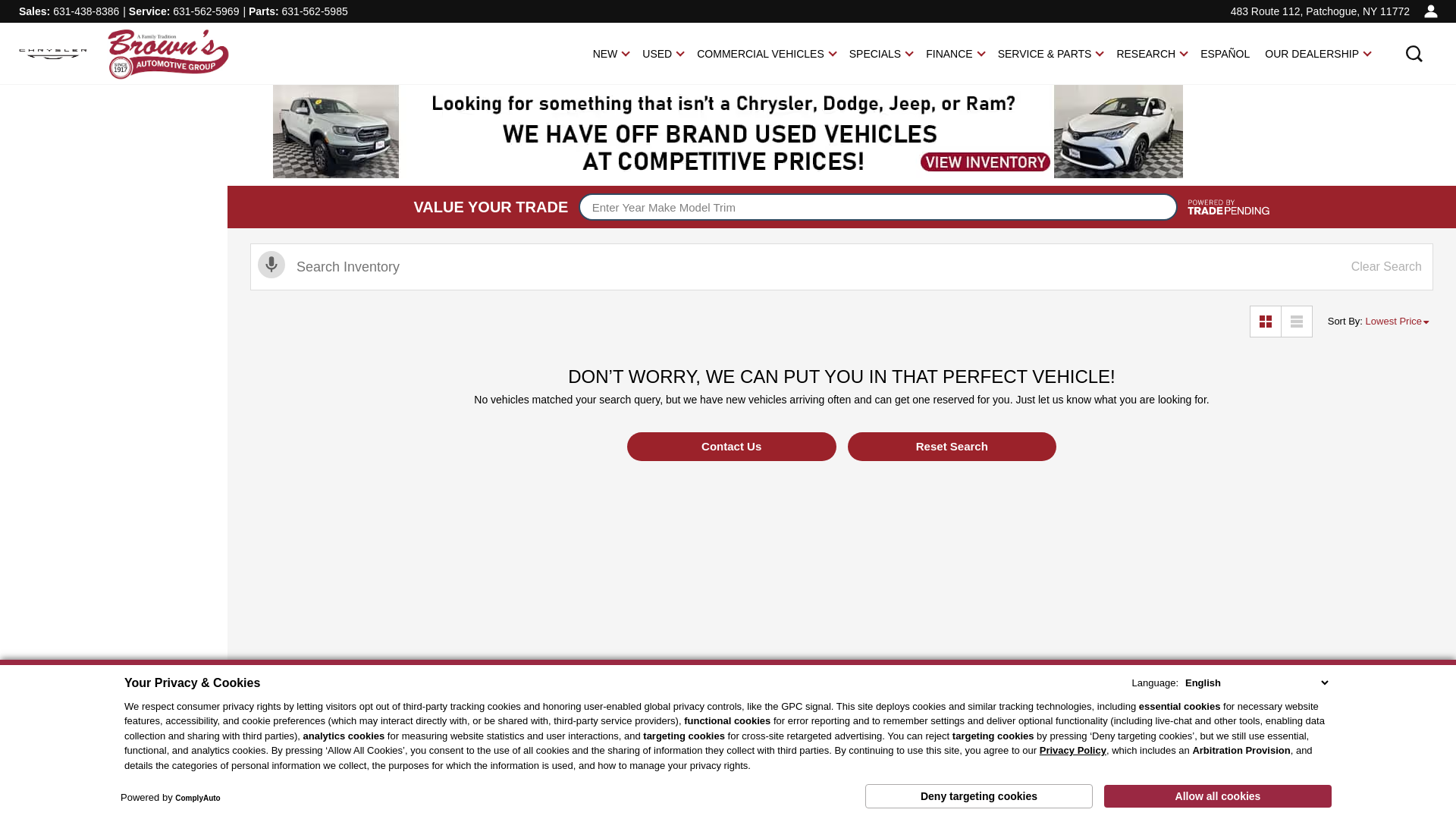 website screenshot of https://www.brownsjeepchryslerdodge.com/inventory/new-2026-jeep-grand-cherokee-laredo-4x4-sport-utility-1c4rjhar7tc193007/