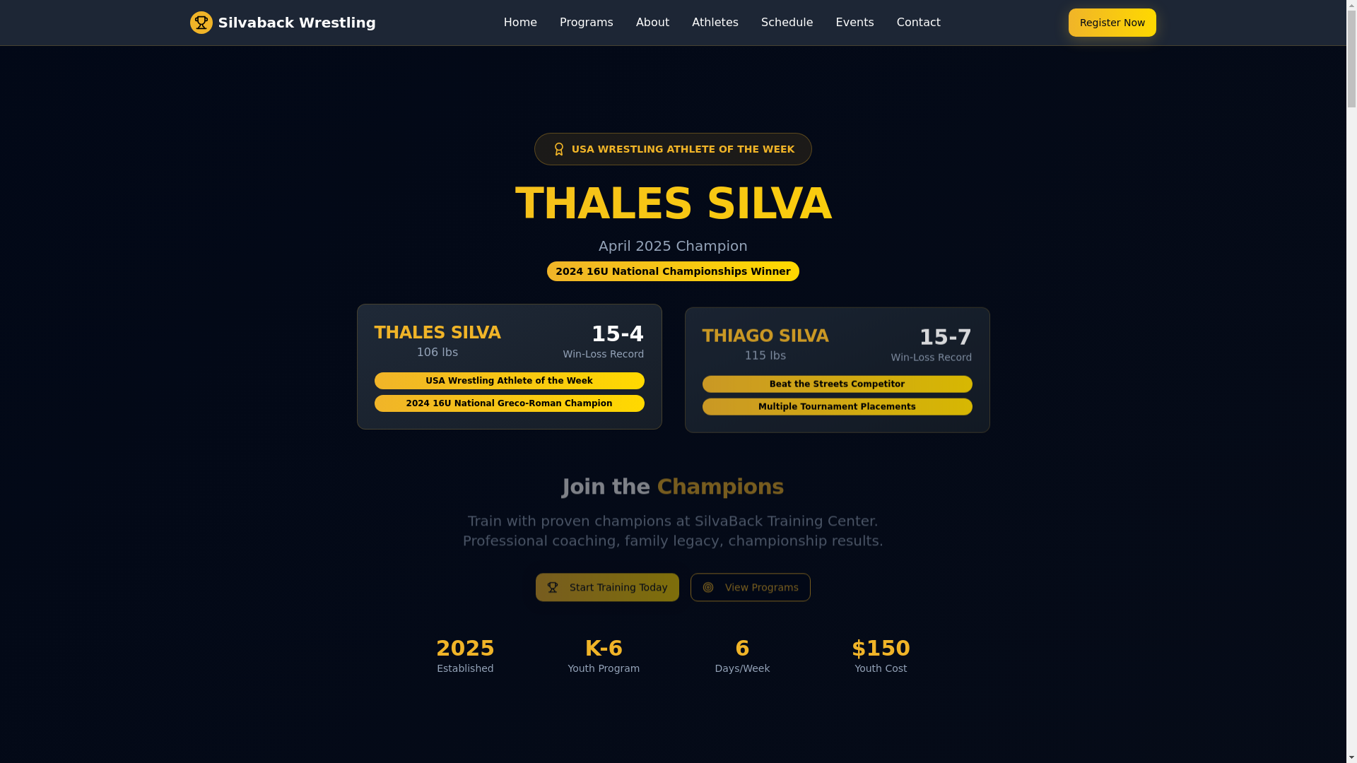 website screenshot of https://silvaback-wrestling.pages.dev/