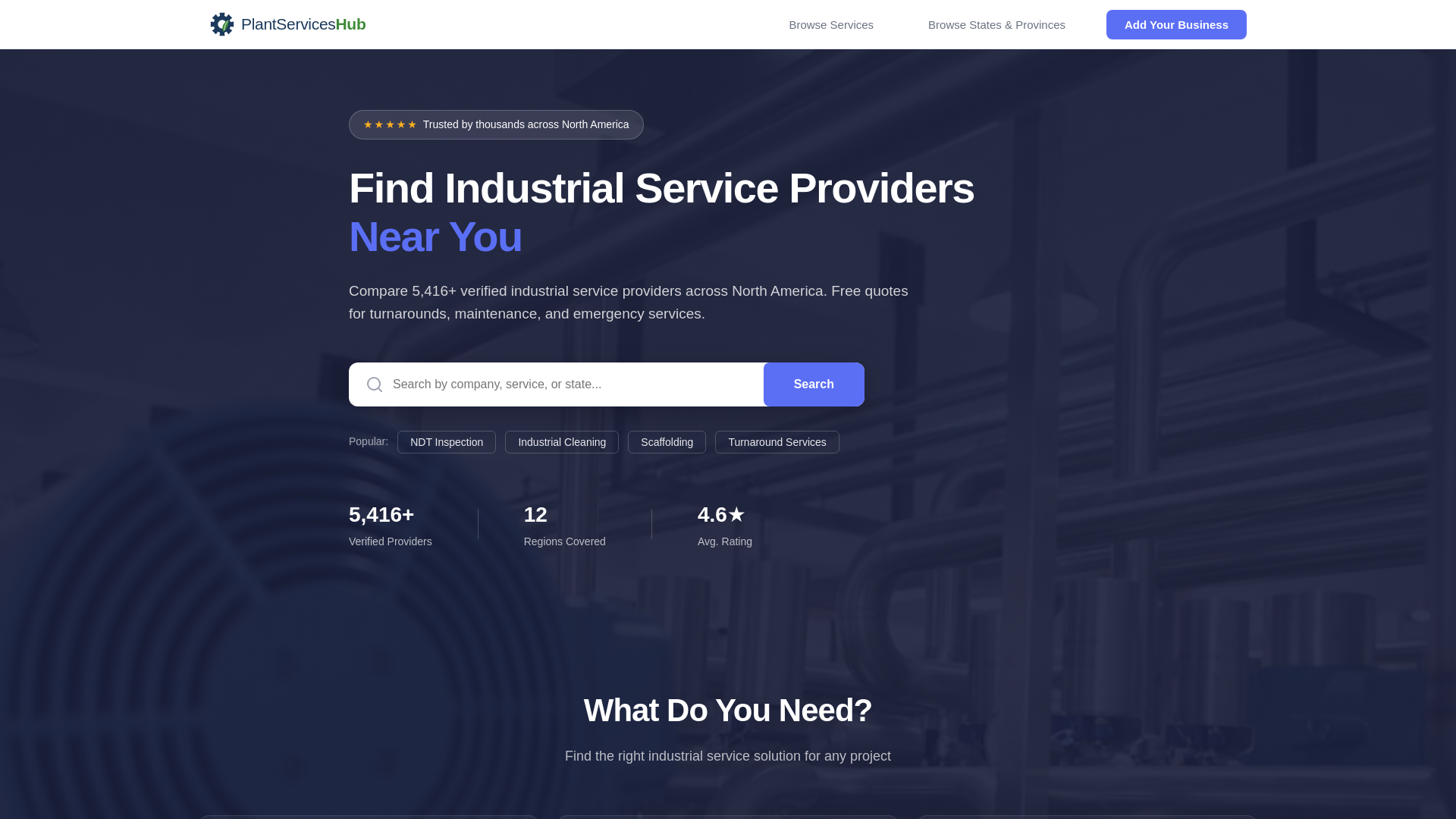website screenshot of https://plantserviceshub.com/