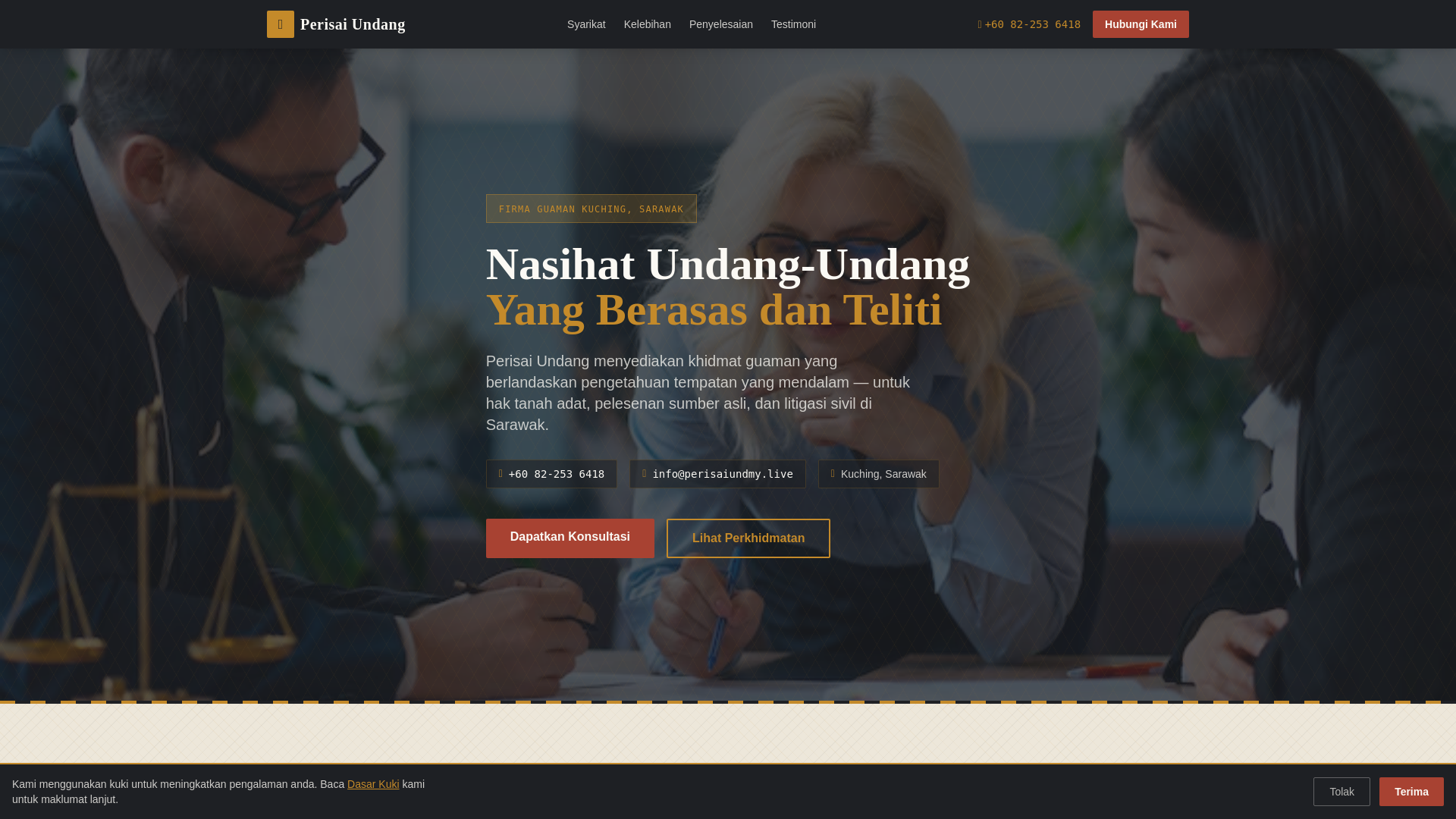 website screenshot of https://perisaiundmy.live/