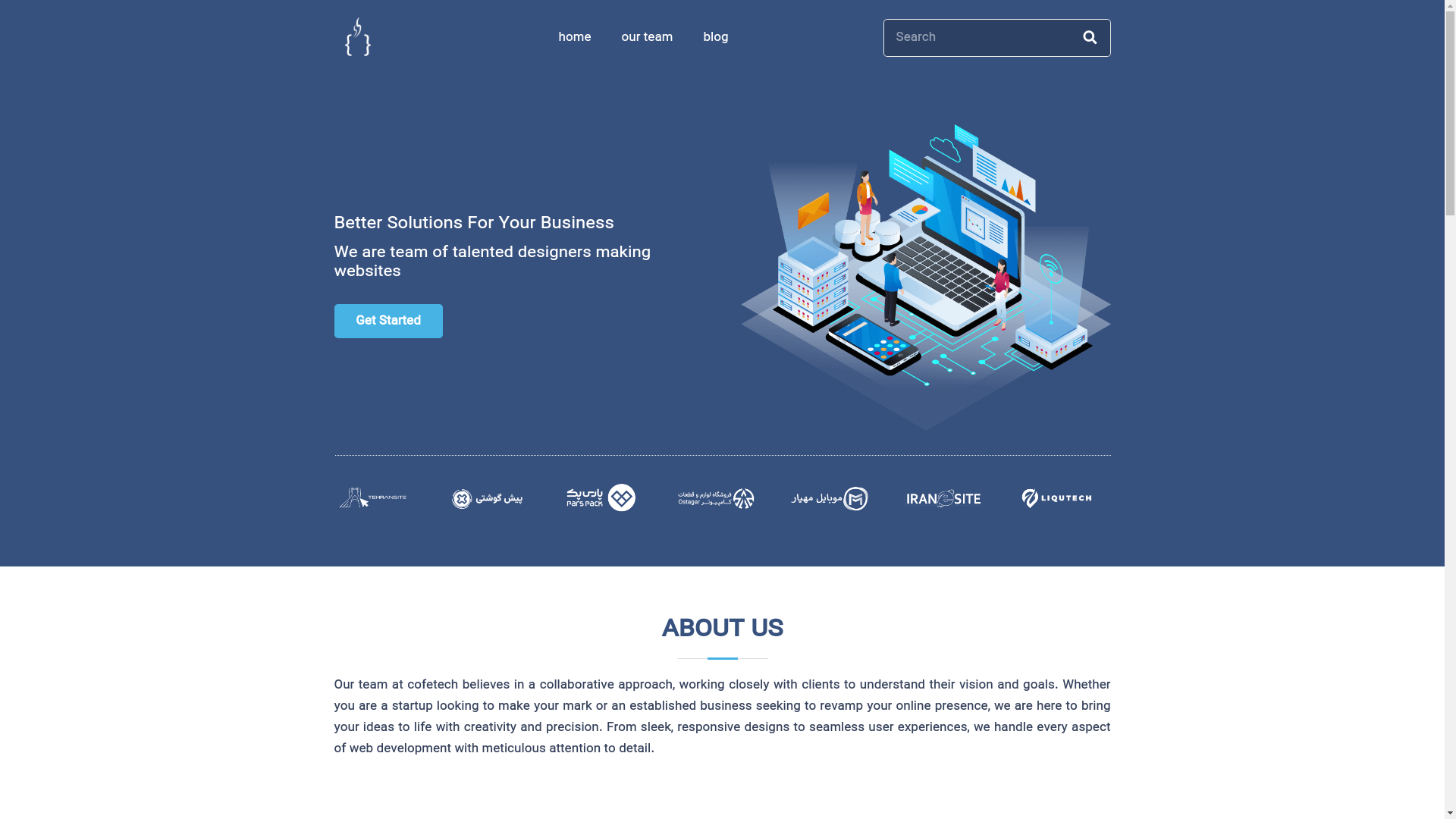 website screenshot of https://kafetech.ir/