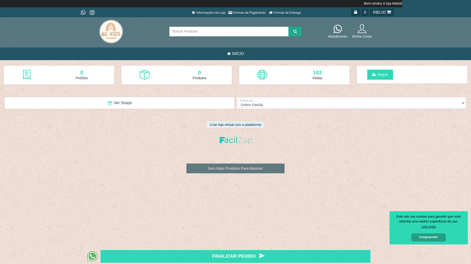 website screenshot of https://aleekids.com.br/
