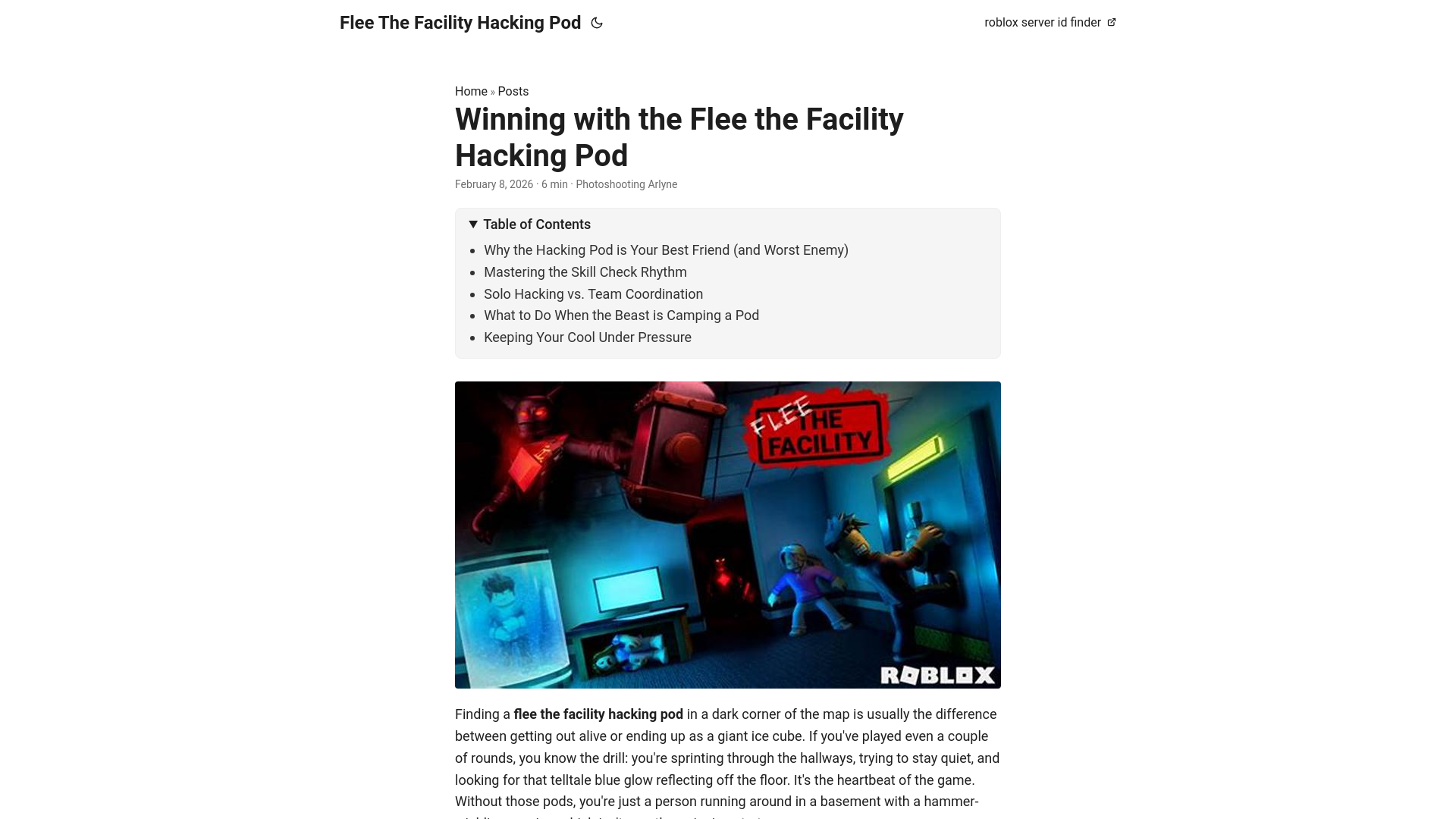 website screenshot of https://flee-the-facility-hacking-pod.pages.dev/
