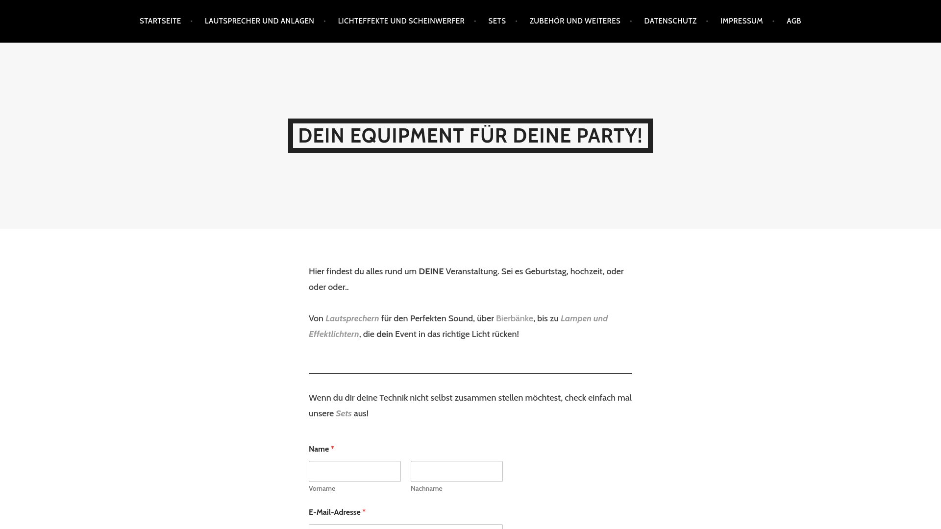website screenshot of https://partyverleih-wuppertal.de