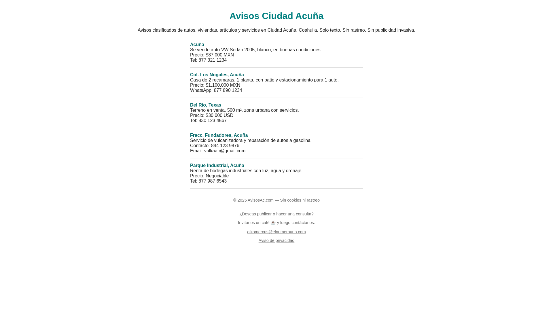 website screenshot of https://avisosac.com/