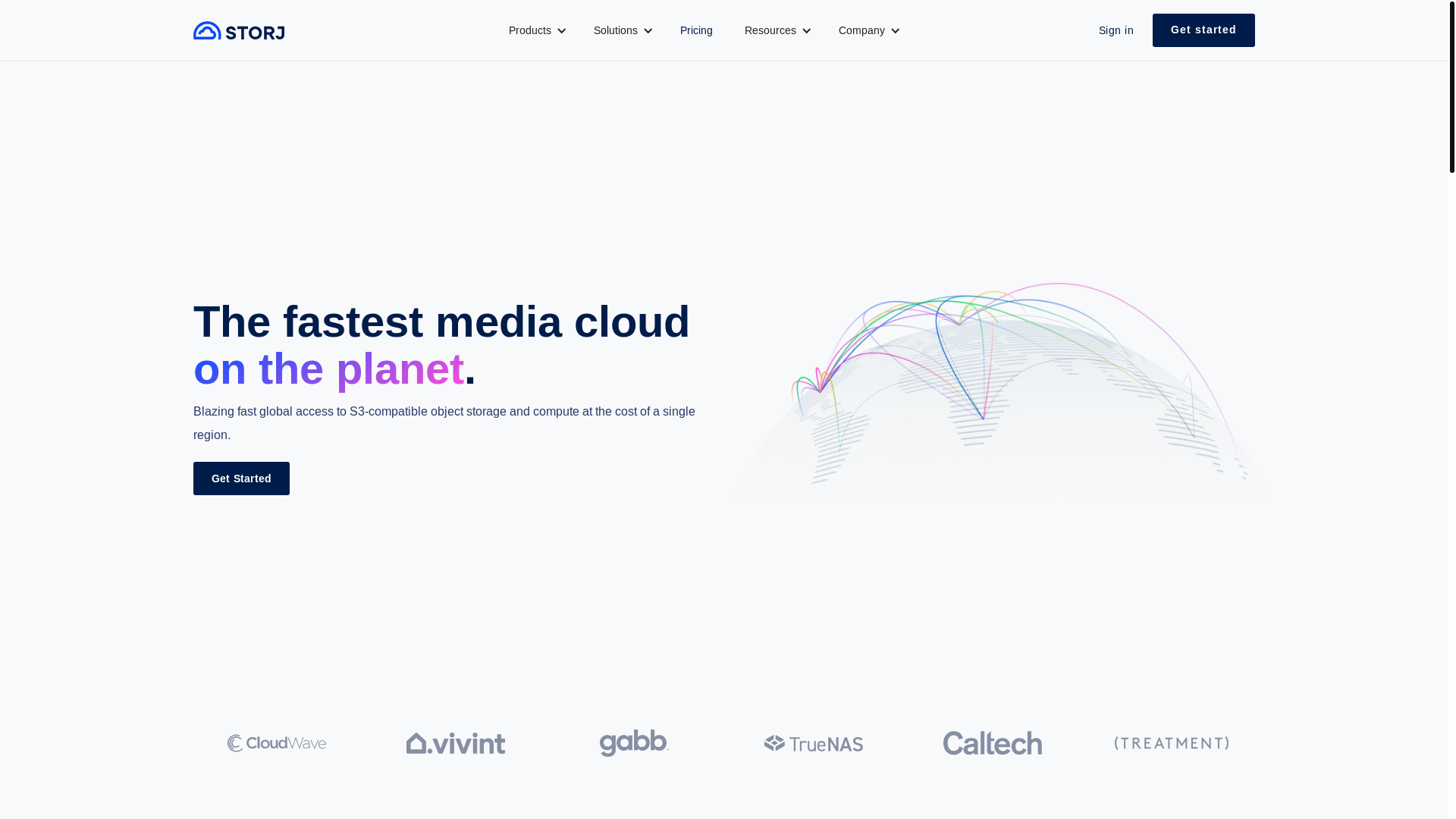website screenshot of https://storjsecurecloud.com/