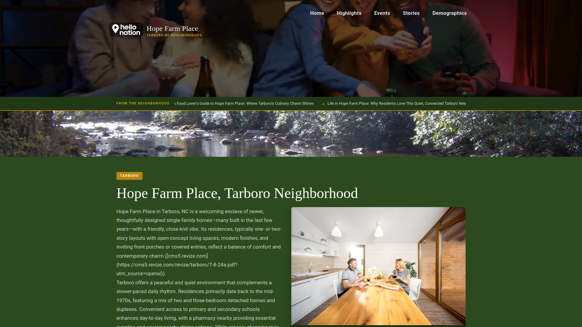 website screenshot of https://hopefarmplacetarboroneighborhood.org/