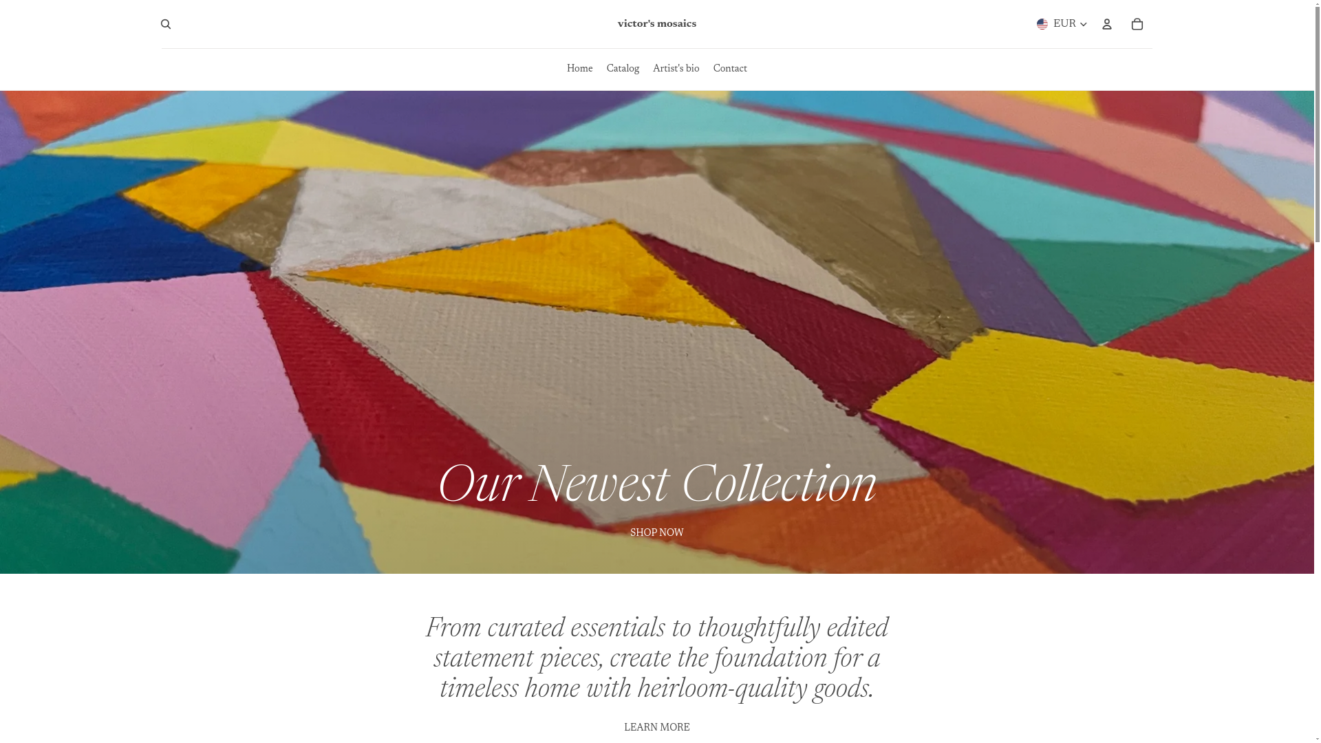 website screenshot of https://victormosaics.store/