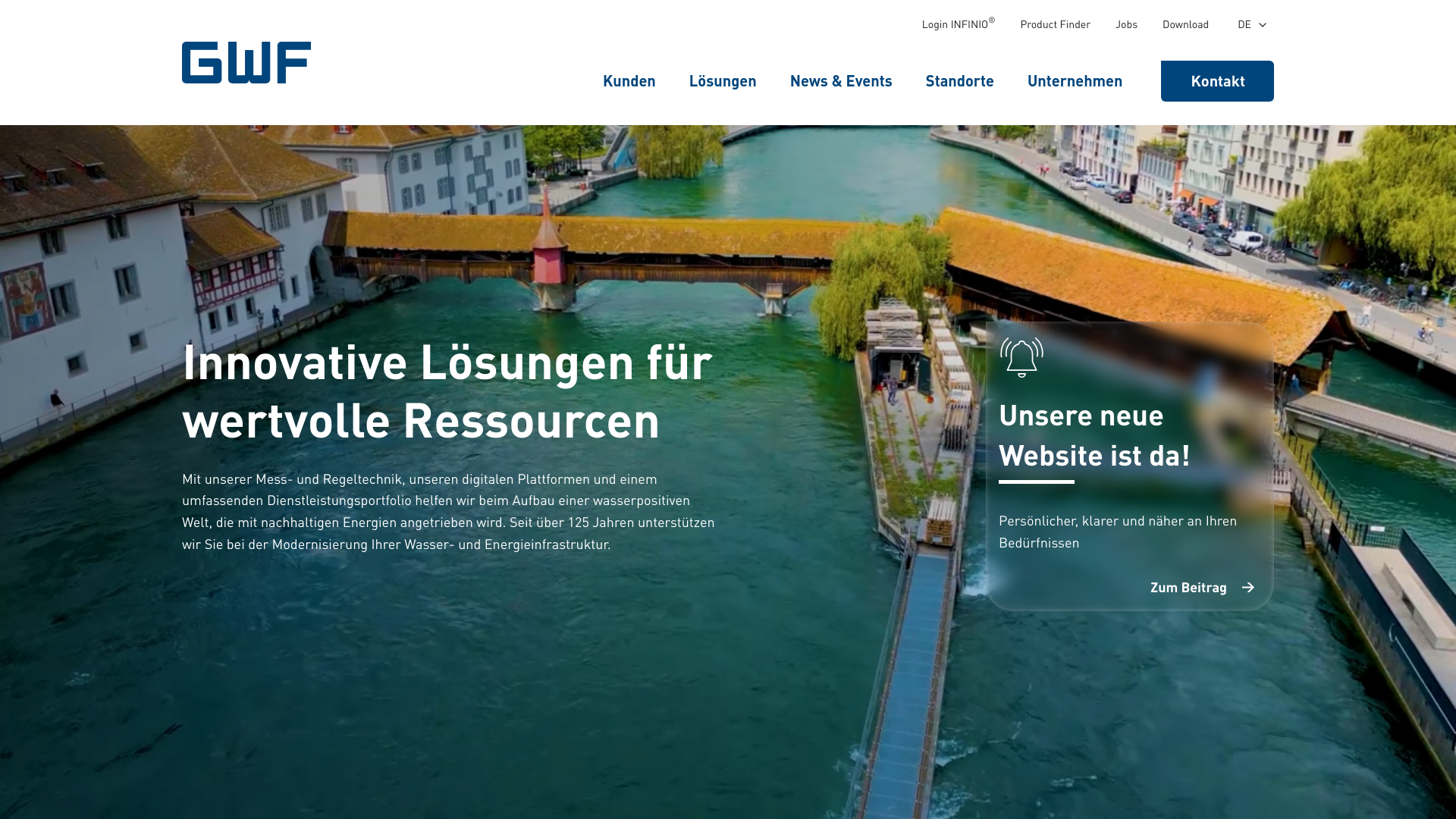 website screenshot of https://gwftechnologies.ch