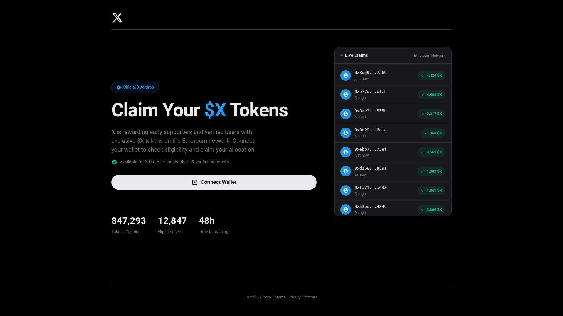 website screenshot of https://claimxdrop.com