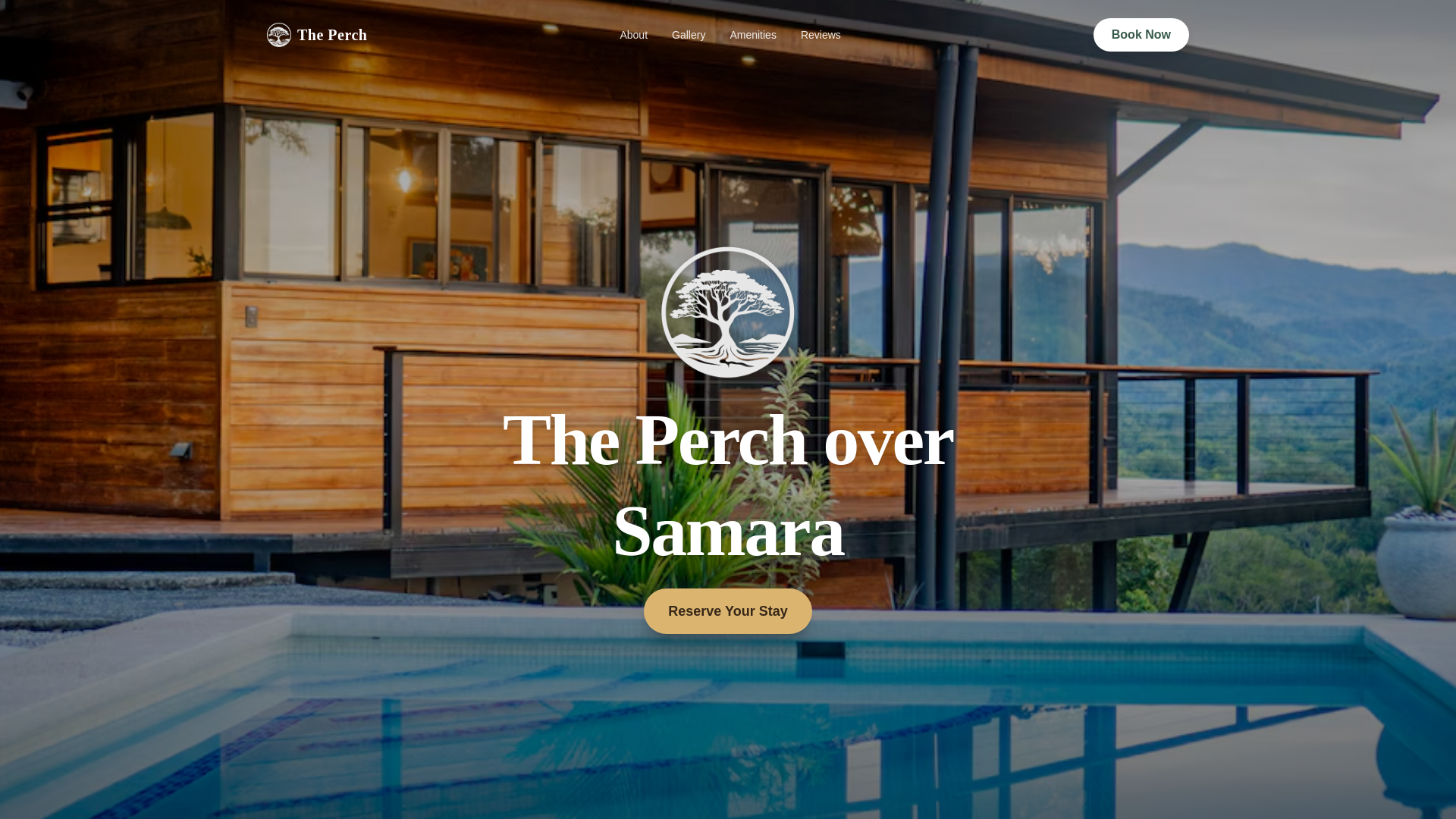 website screenshot of https://theperchcostarica.com