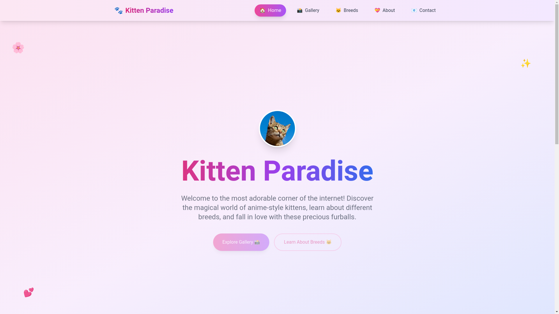 website screenshot of https://kittenparadise.xyz/