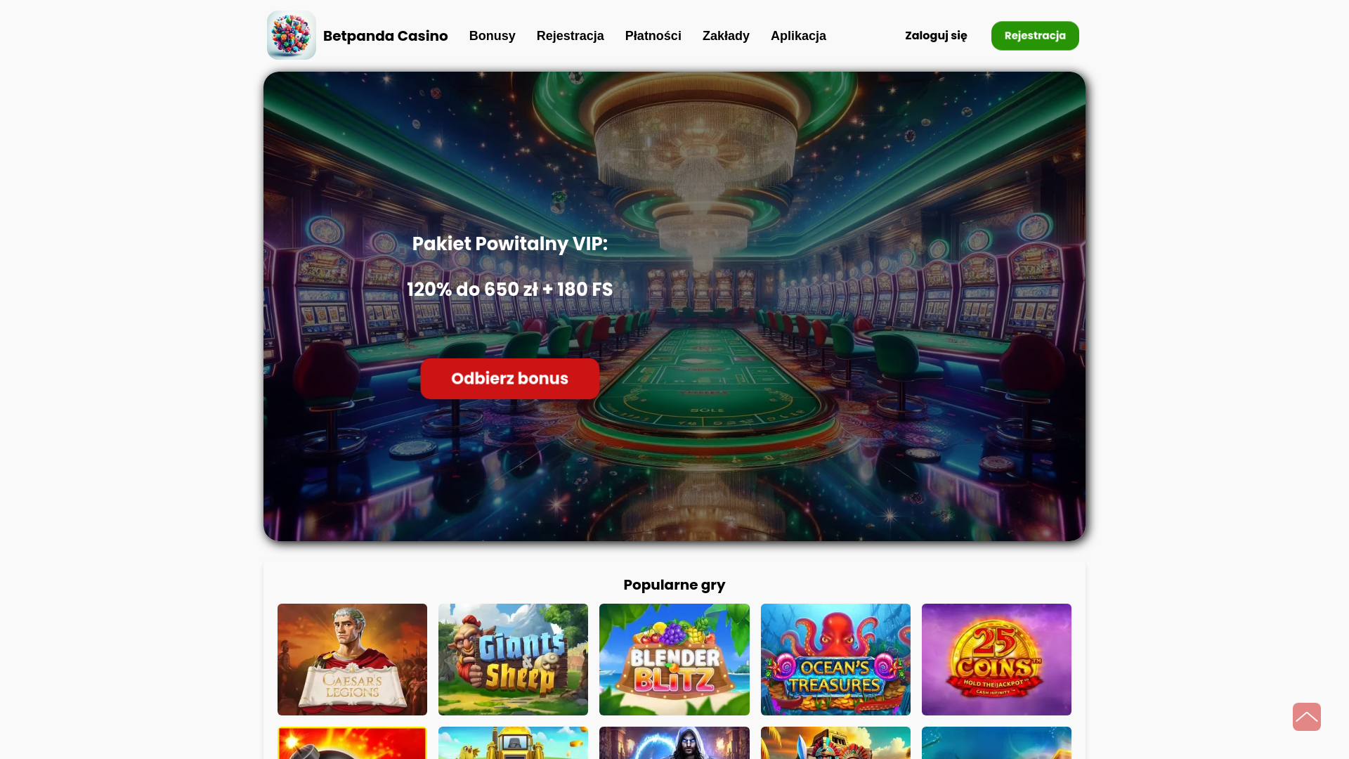 website screenshot of https://betpandacasino.com.pl