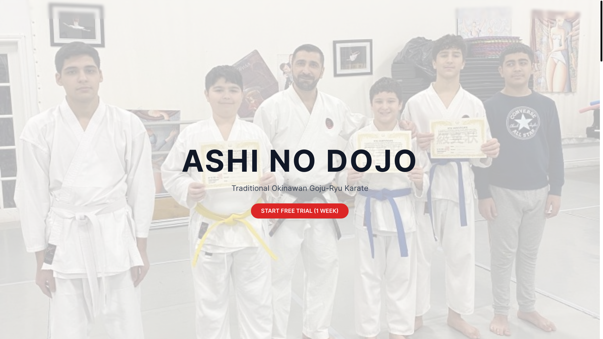 website screenshot of https://ashinodojo.com/