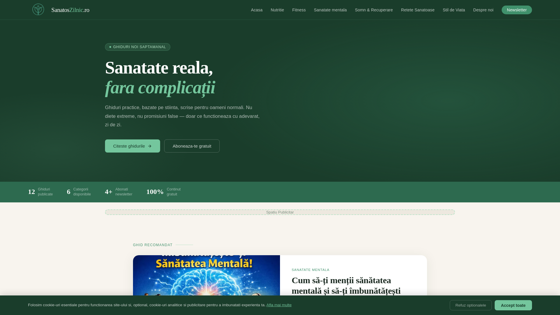 website screenshot of https://sanatoszilnic.ro