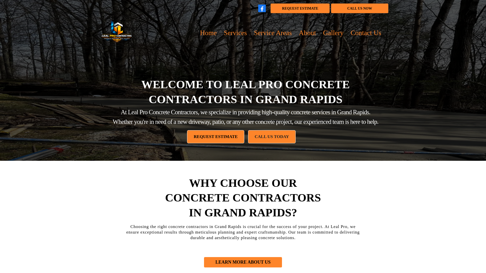 website screenshot of https://lealproconcretecontractors.com/