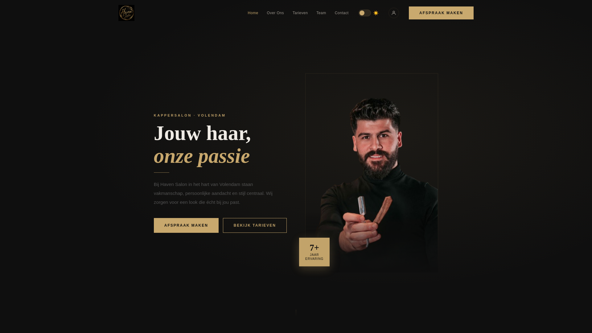 website screenshot of https://haven-salon-website.pages.dev/