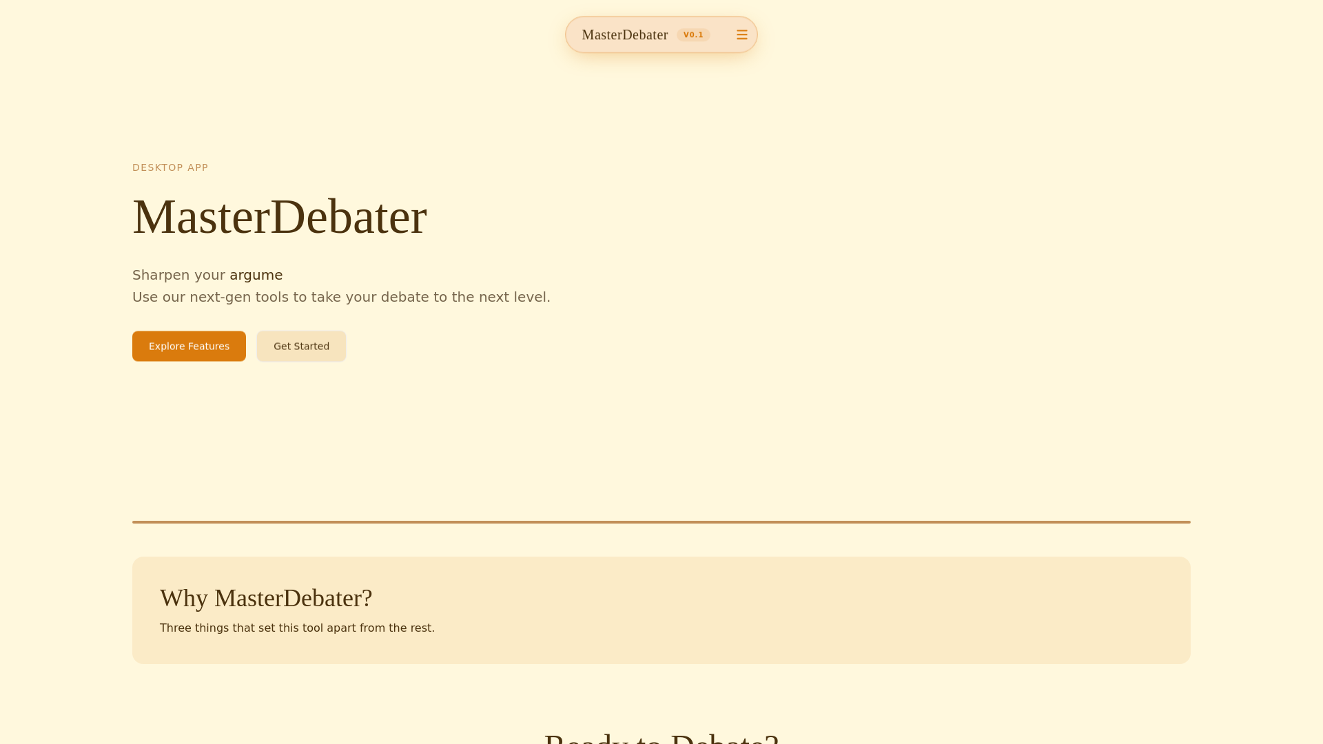 website screenshot of https://masterdebater.pages.dev/