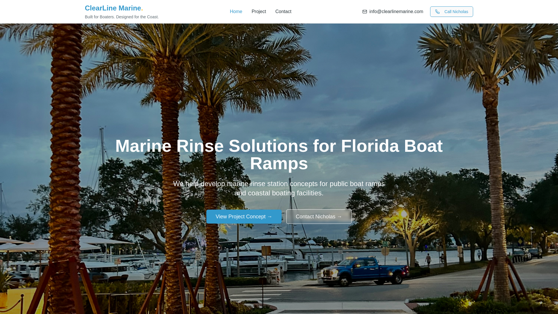 website screenshot of https://clearlinemarine.com/