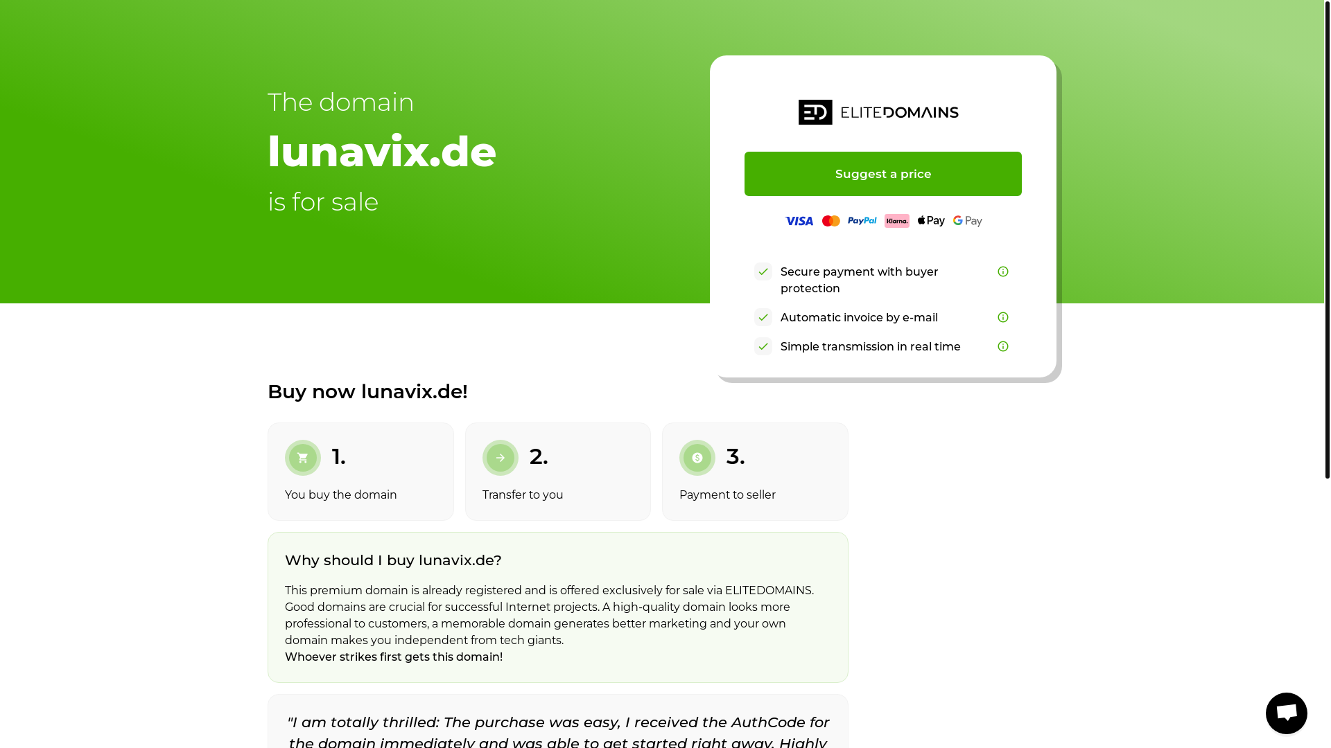 website screenshot of https://lunavix.de/