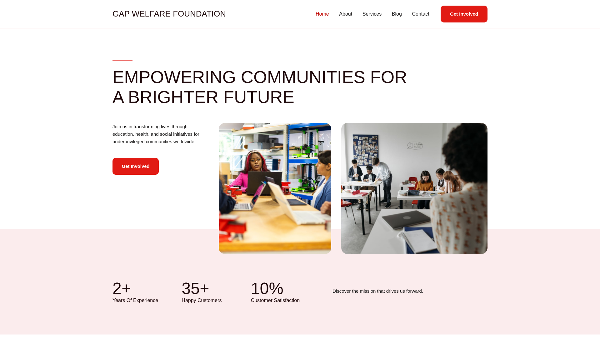 website screenshot of https://gapwelfarefoundation.asia/