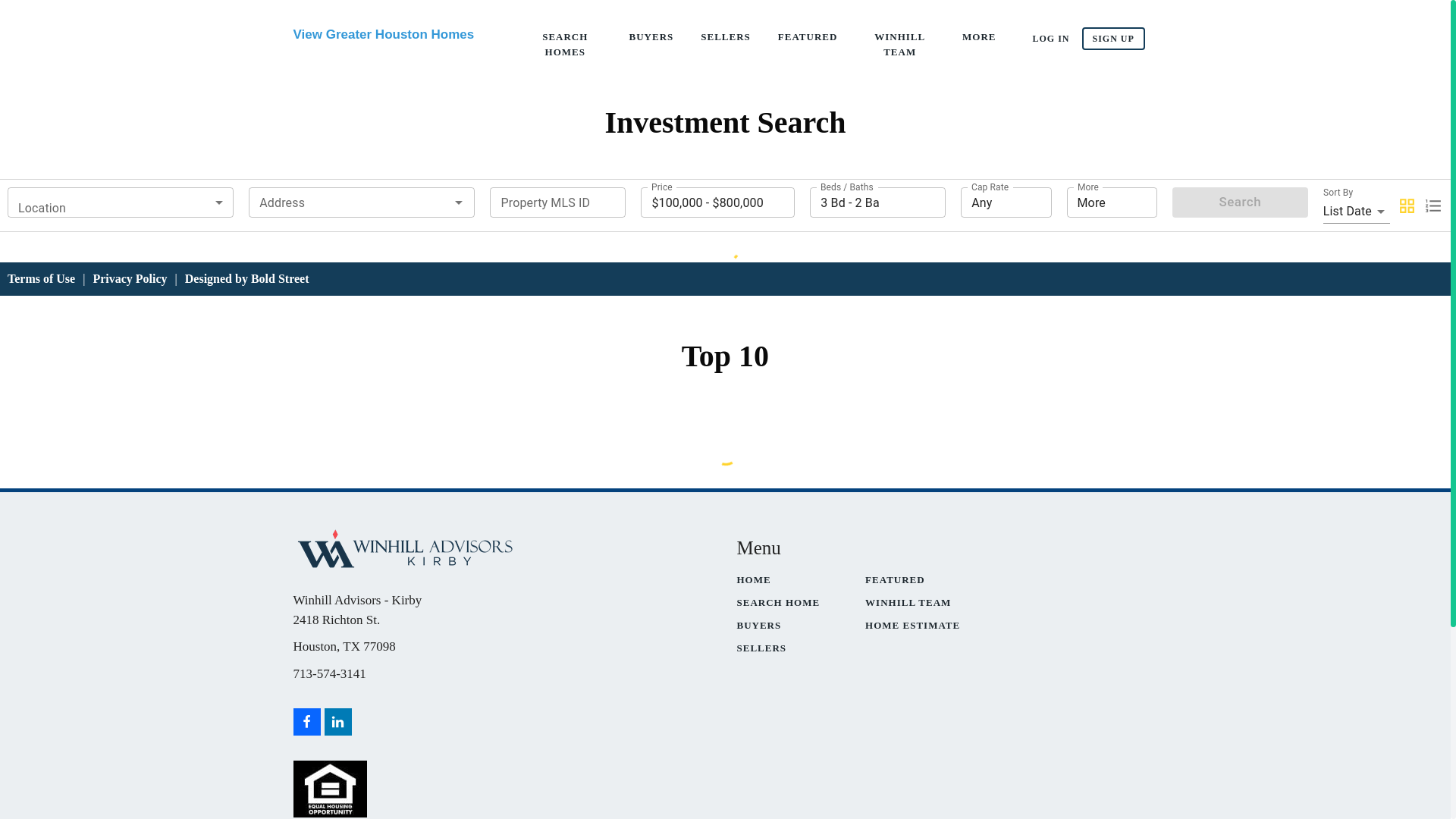 website screenshot of https://winhillexclusives.com/