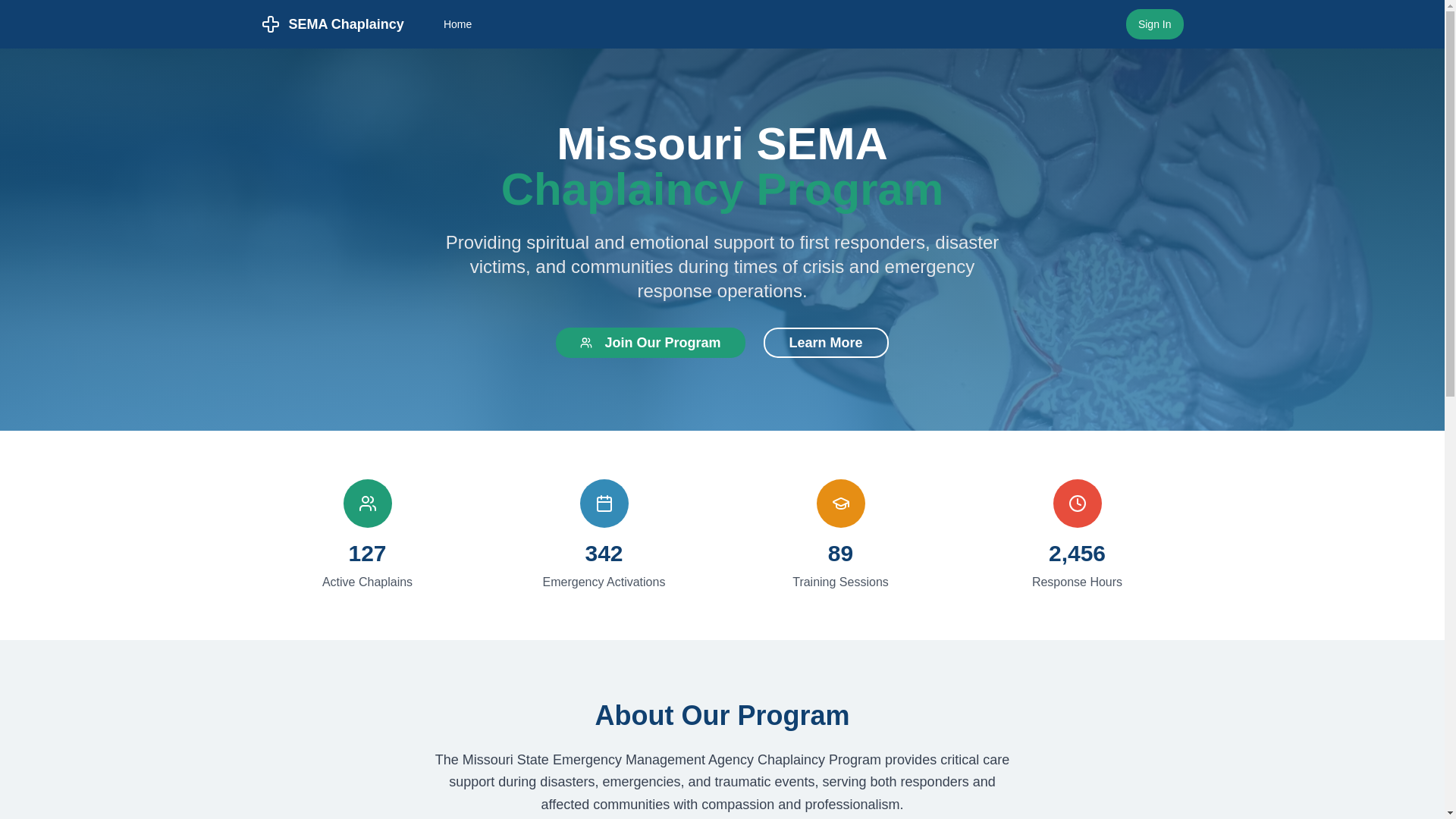 website screenshot of https://semachaplains.com/